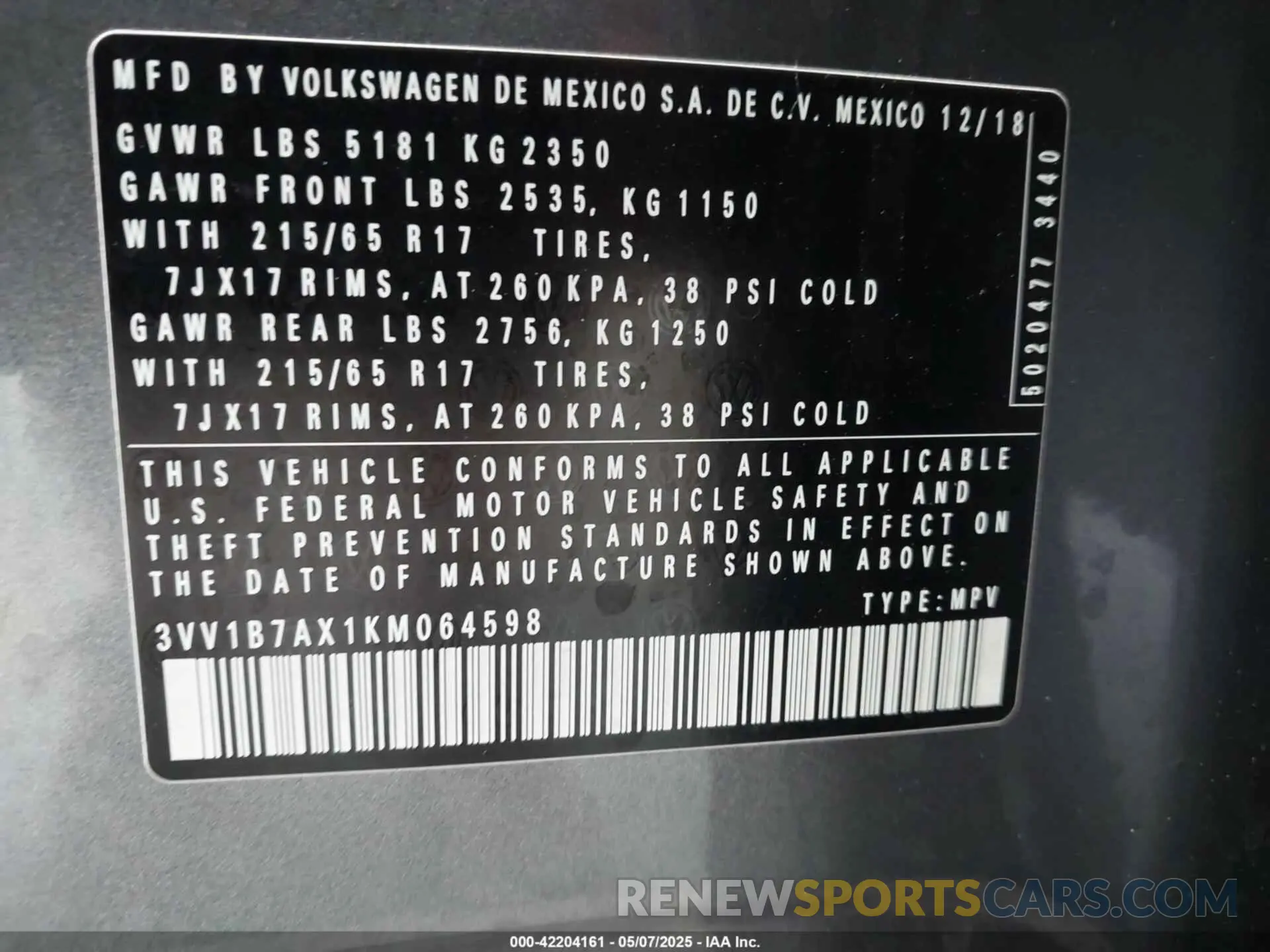 9 Photograph of a damaged car 3VV1B7AX1KM064598 VOLKSWAGEN TIGUAN 2019