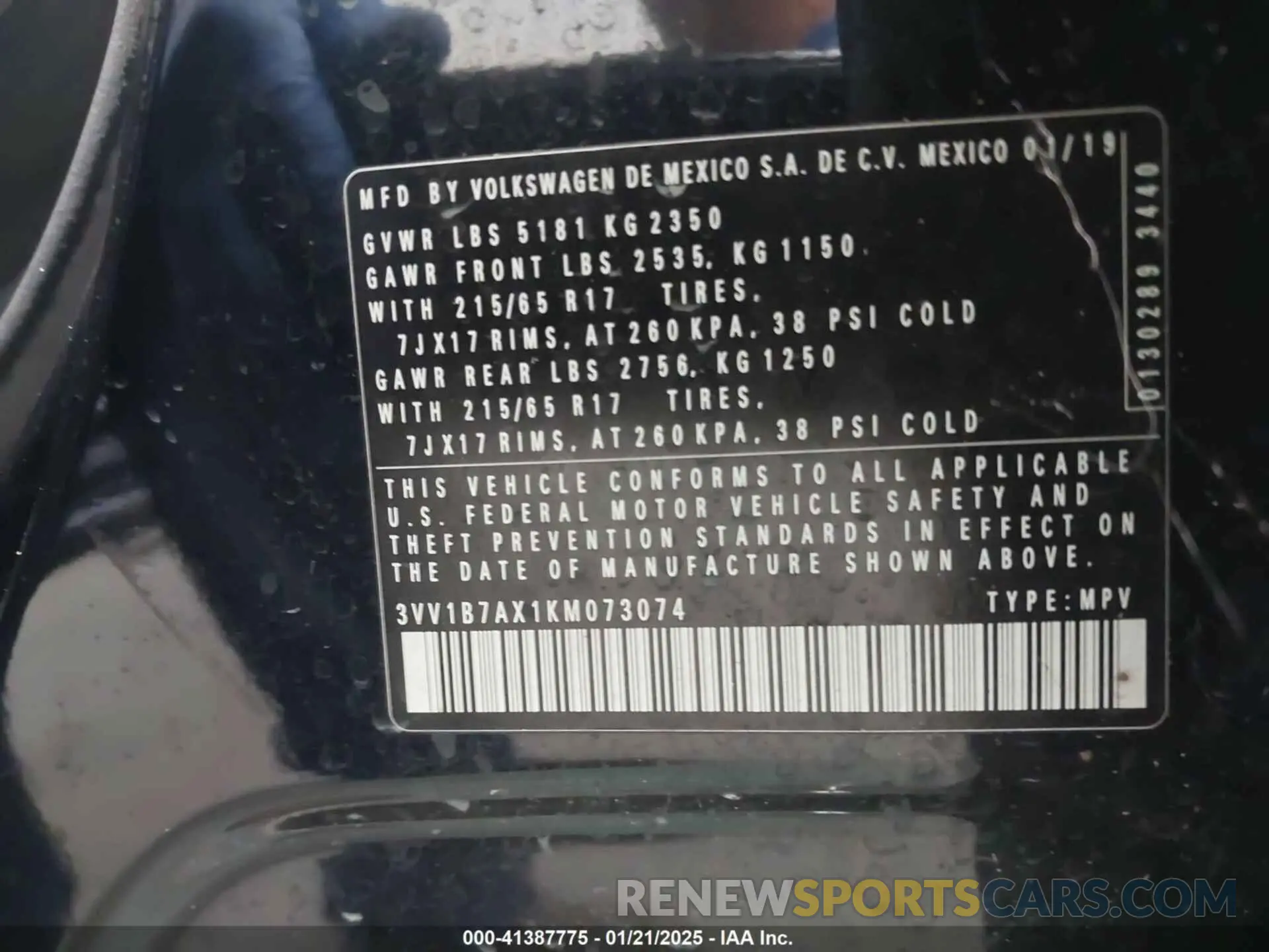 9 Photograph of a damaged car 3VV1B7AX1KM073074 VOLKSWAGEN TIGUAN 2019