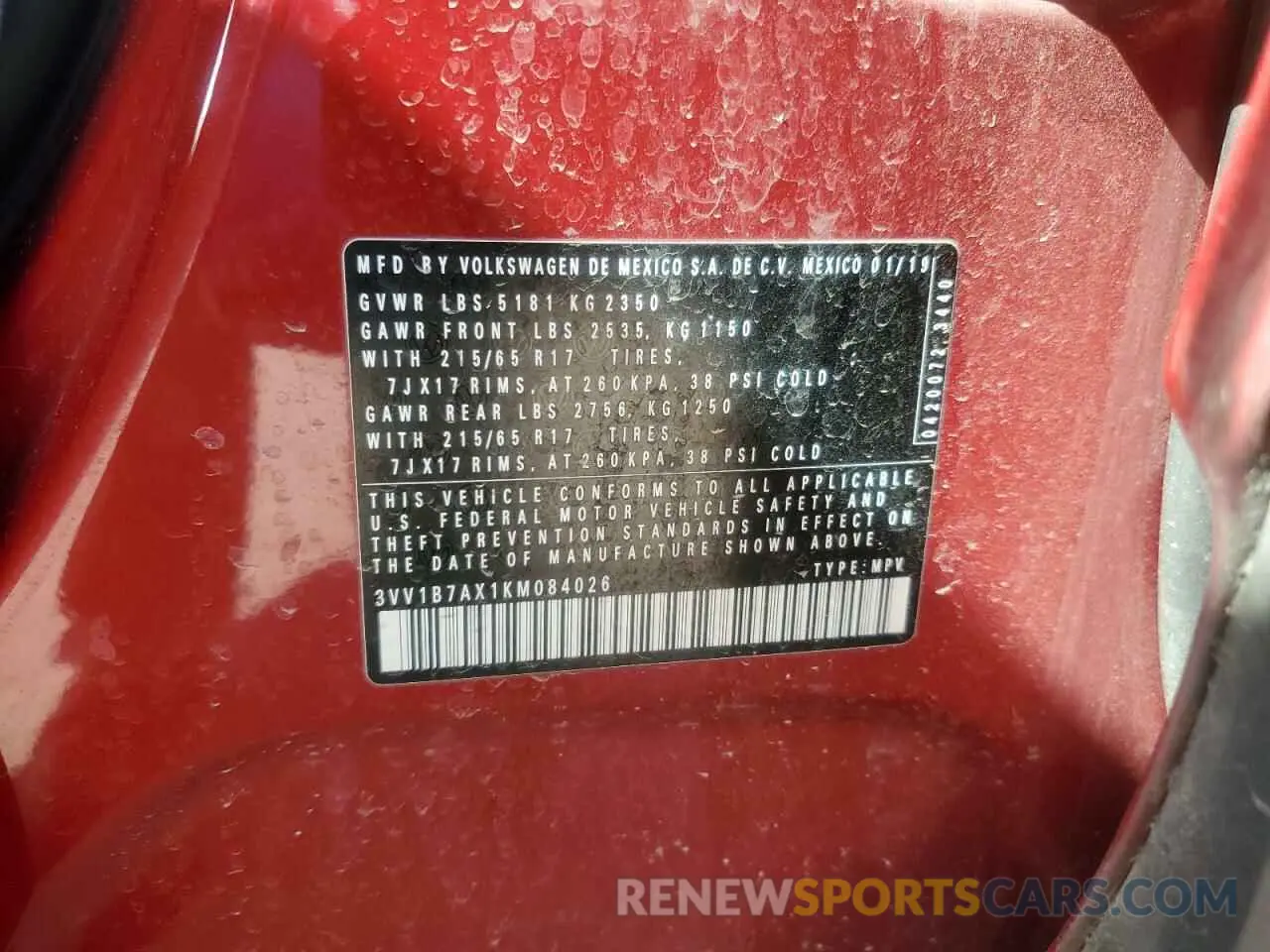 15 Photograph of a damaged car 3VV1B7AX1KM084026 VOLKSWAGEN TIGUAN 2019