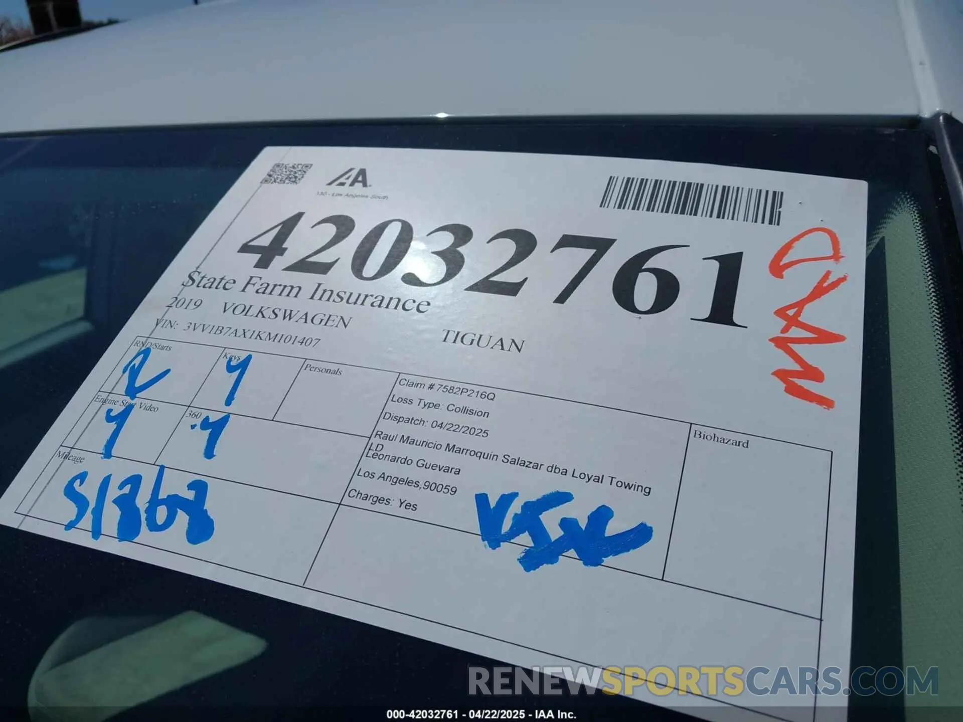 17 Photograph of a damaged car 3VV1B7AX1KM101407 VOLKSWAGEN TIGUAN 2019