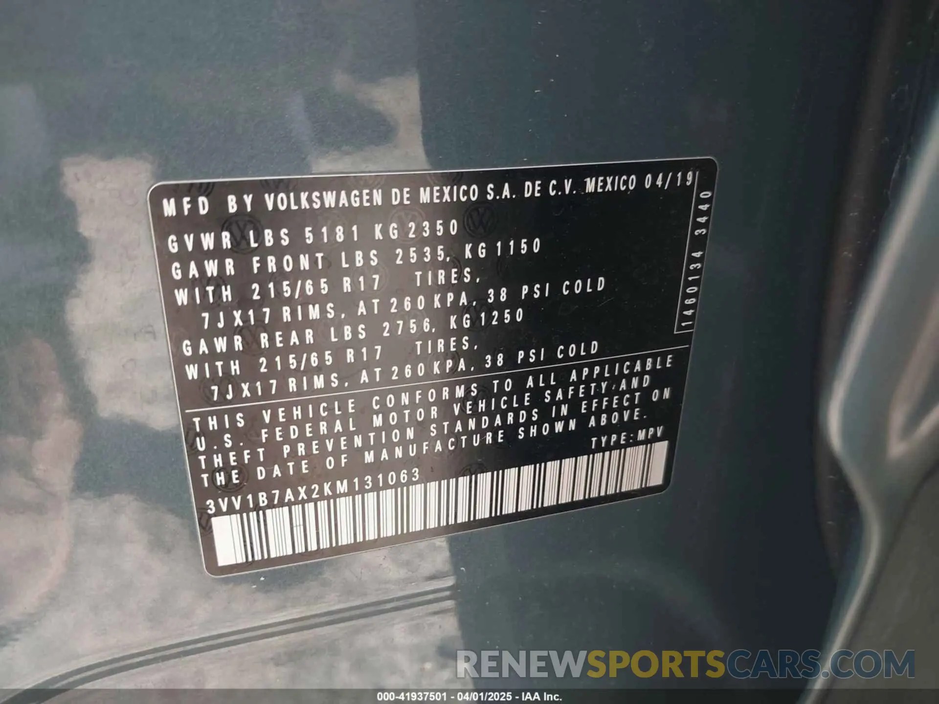 9 Photograph of a damaged car 3VV1B7AX2KM131063 VOLKSWAGEN TIGUAN 2019