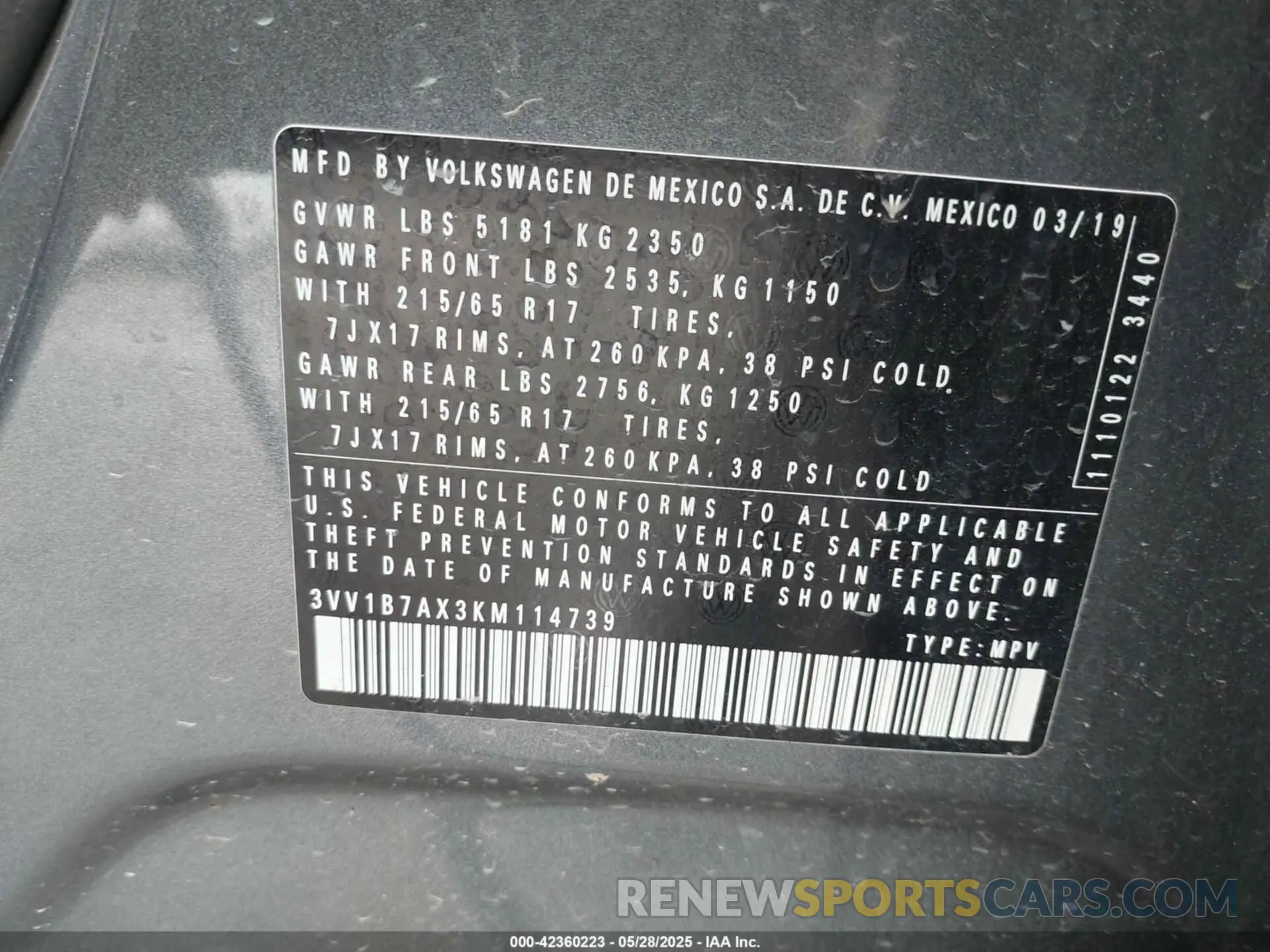 9 Photograph of a damaged car 3VV1B7AX3KM114739 VOLKSWAGEN TIGUAN 2019