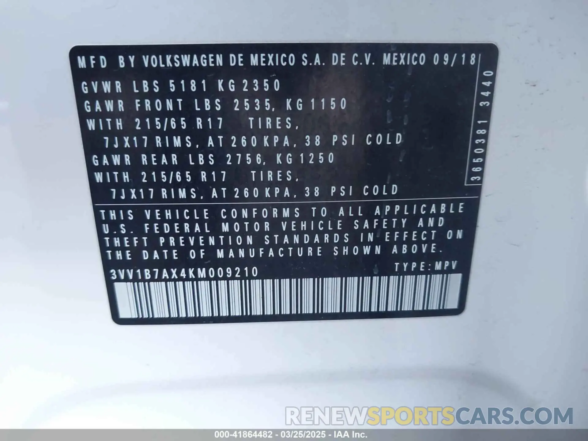 9 Photograph of a damaged car 3VV1B7AX4KM009210 VOLKSWAGEN TIGUAN 2019