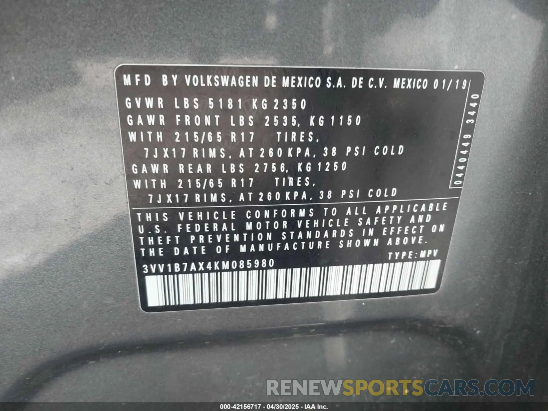 9 Photograph of a damaged car 3VV1B7AX4KM085980 VOLKSWAGEN TIGUAN 2019