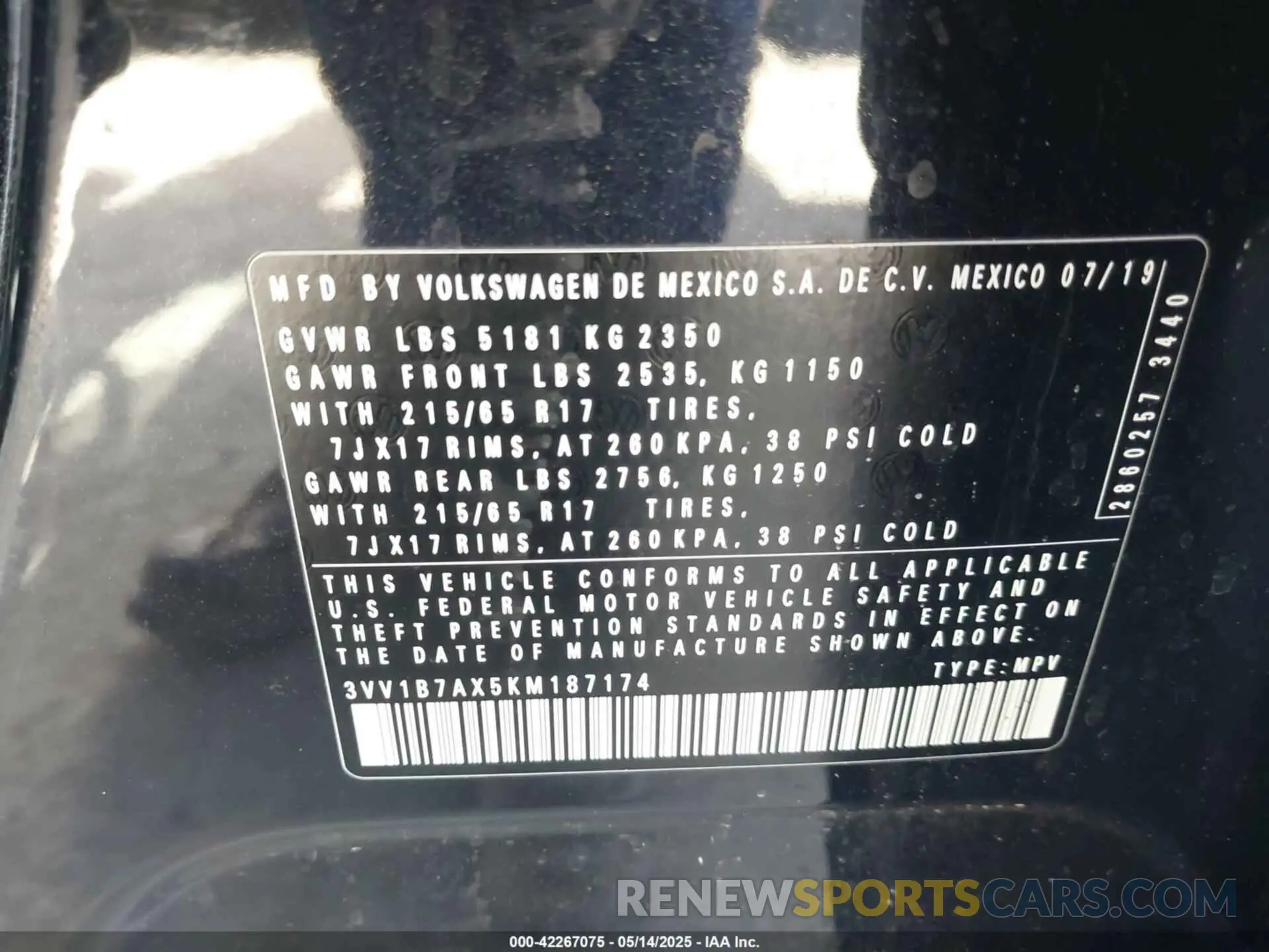 9 Photograph of a damaged car 3VV1B7AX5KM187174 VOLKSWAGEN TIGUAN 2019