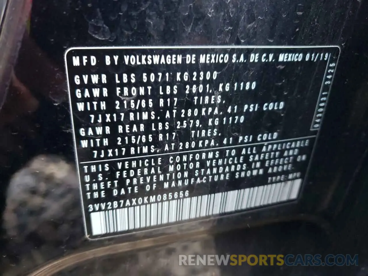 13 Photograph of a damaged car 3VV2B7AX0KM085656 VOLKSWAGEN TIGUAN 2019