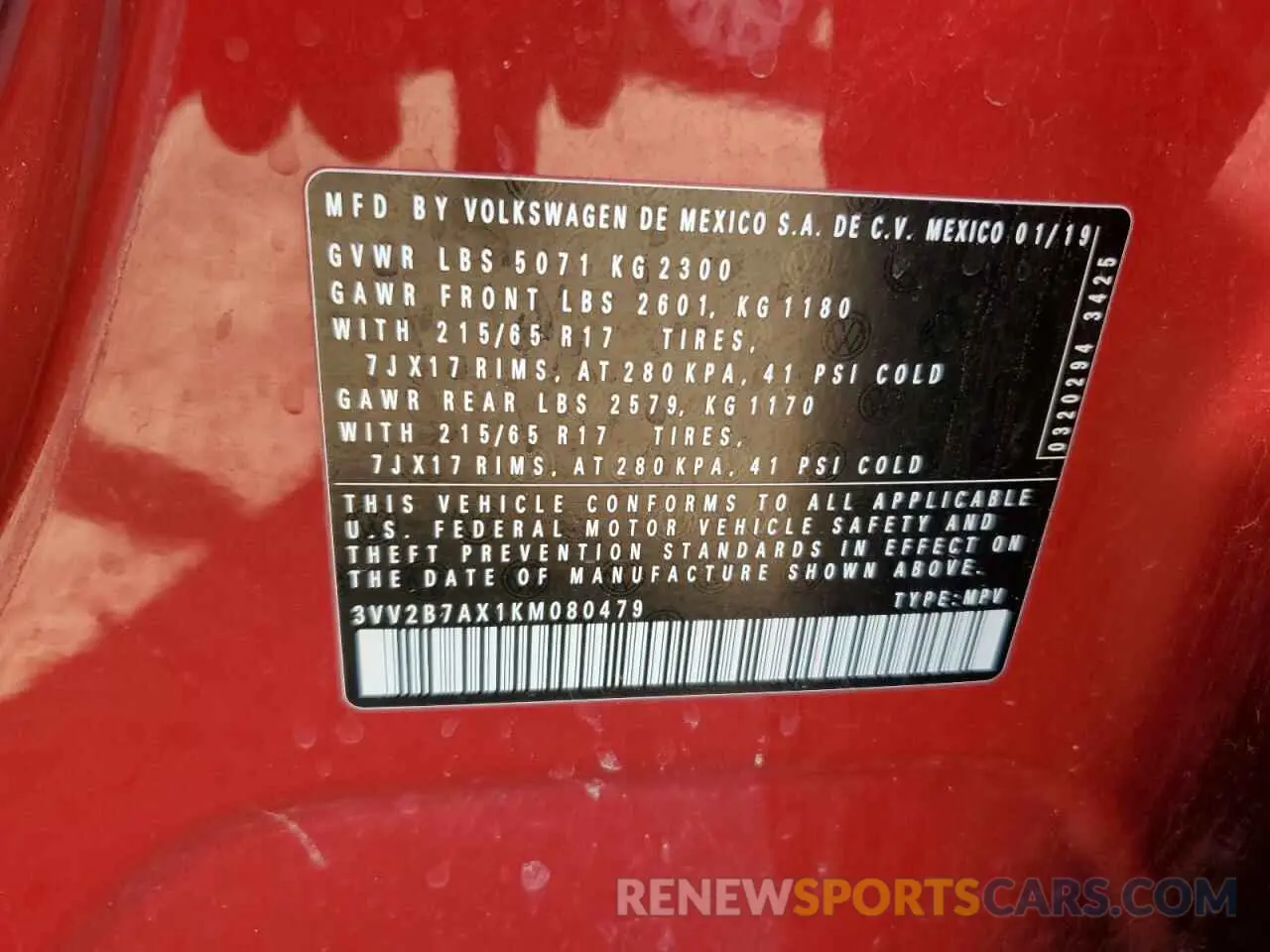 13 Photograph of a damaged car 3VV2B7AX1KM080479 VOLKSWAGEN TIGUAN 2019