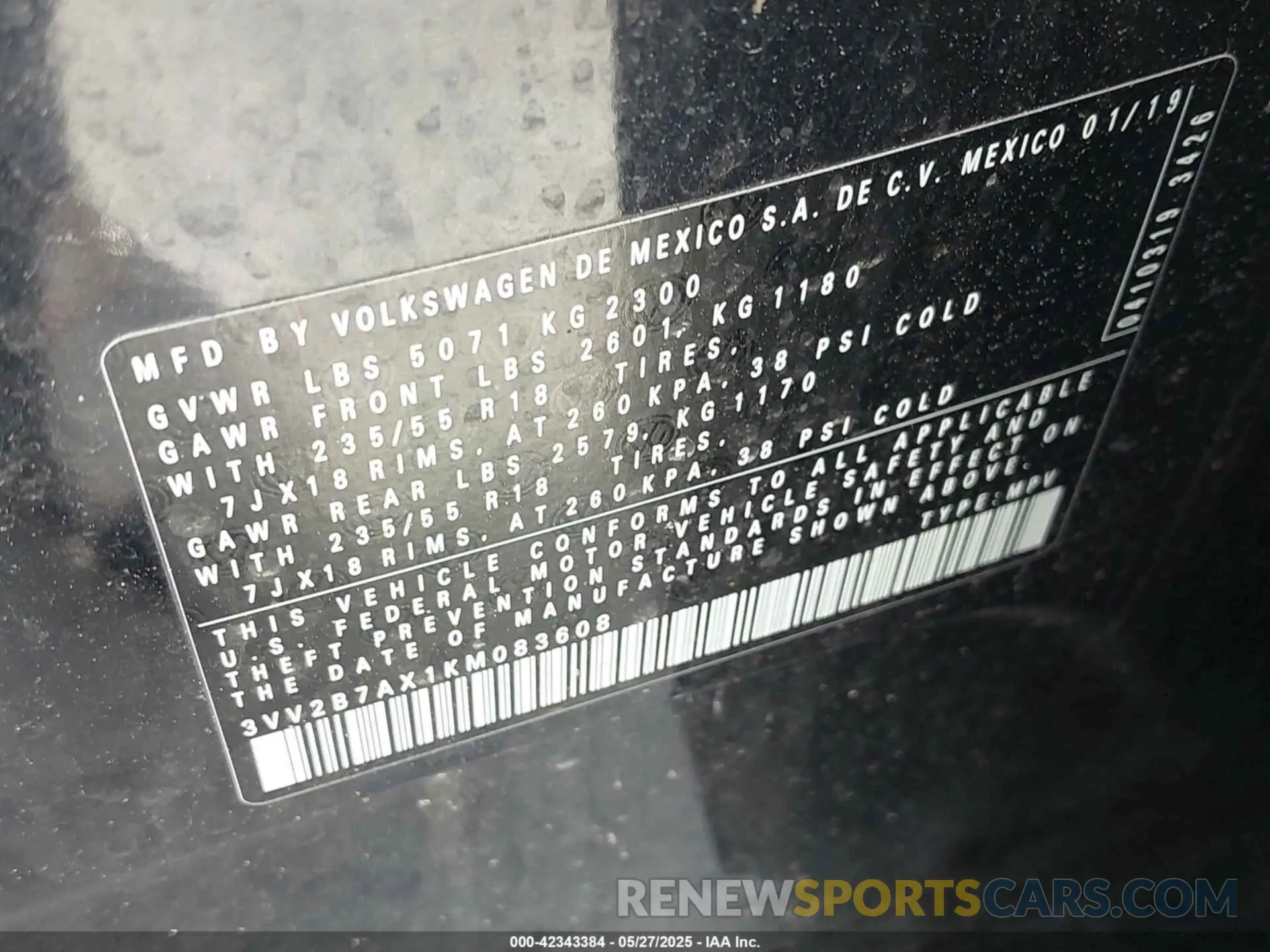 9 Photograph of a damaged car 3VV2B7AX1KM083608 VOLKSWAGEN TIGUAN 2019