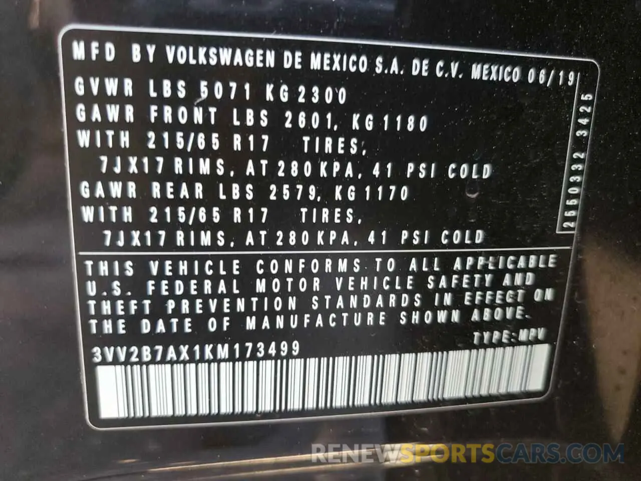 14 Photograph of a damaged car 3VV2B7AX1KM173499 VOLKSWAGEN TIGUAN 2019