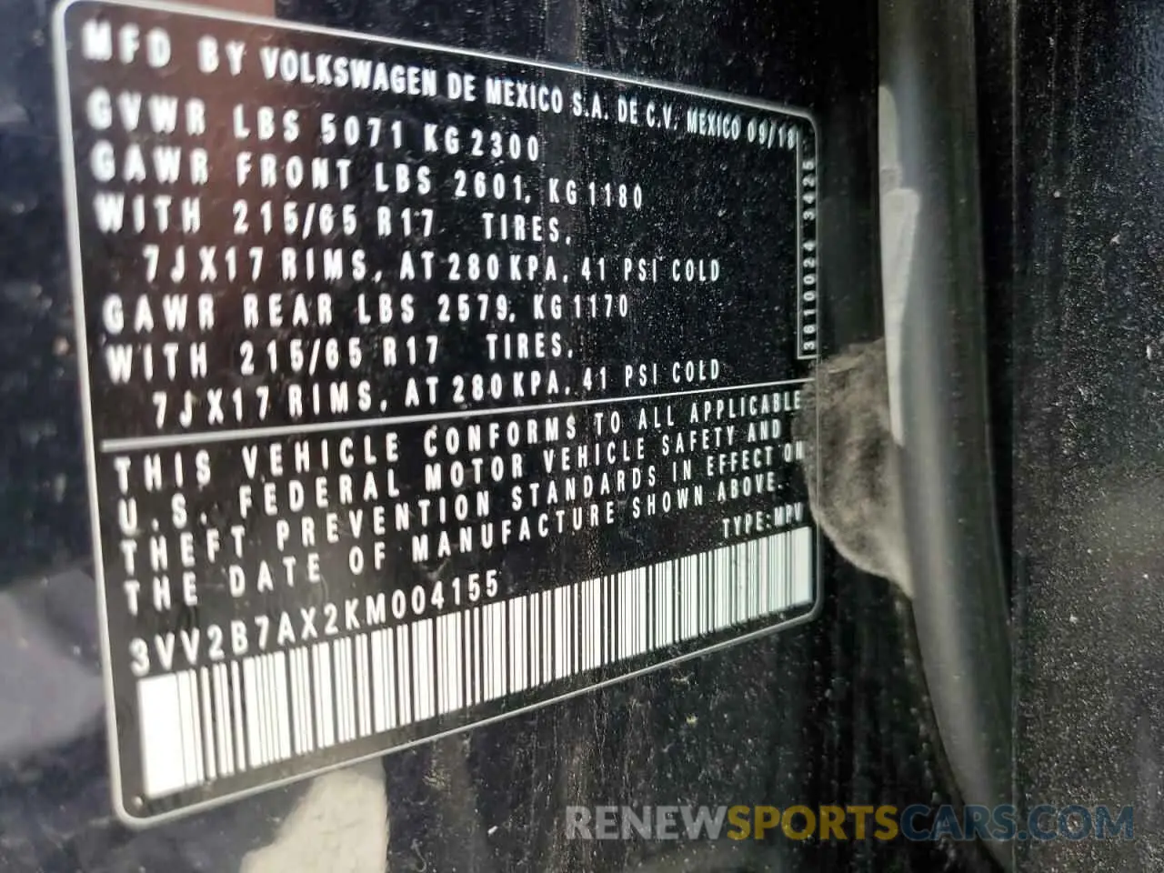 13 Photograph of a damaged car 3VV2B7AX2KM004155 VOLKSWAGEN TIGUAN 2019