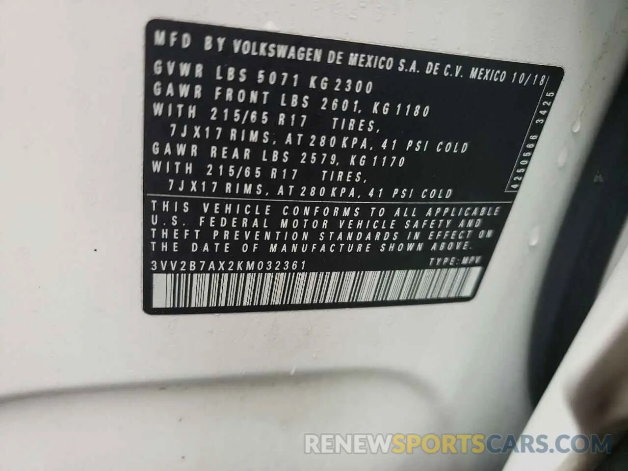 14 Photograph of a damaged car 3VV2B7AX2KM032361 VOLKSWAGEN TIGUAN 2019