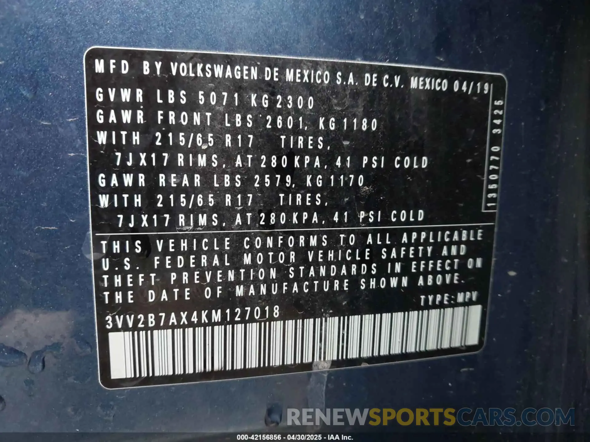 9 Photograph of a damaged car 3VV2B7AX4KM127018 VOLKSWAGEN TIGUAN 2019