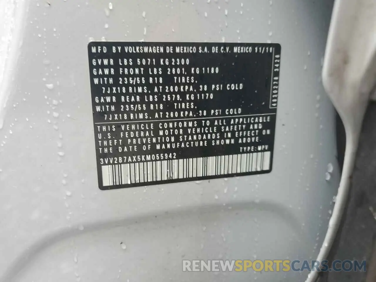 14 Photograph of a damaged car 3VV2B7AX5KM055942 VOLKSWAGEN TIGUAN 2019