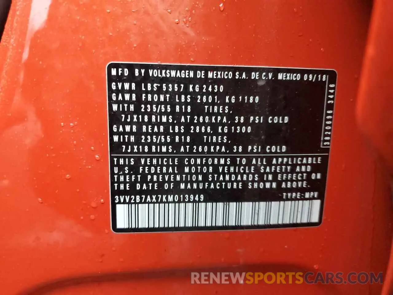 15 Photograph of a damaged car 3VV2B7AX7KM013949 VOLKSWAGEN TIGUAN 2019