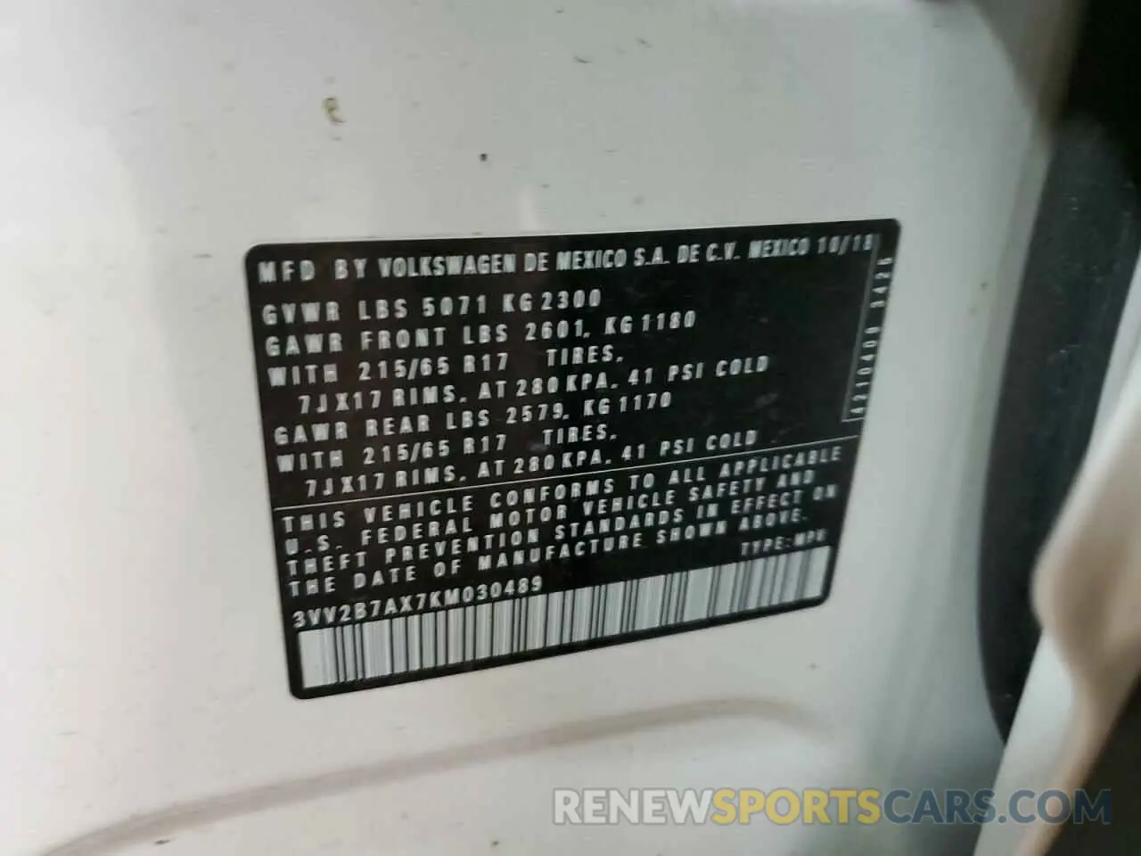 15 Photograph of a damaged car 3VV2B7AX7KM030489 VOLKSWAGEN TIGUAN 2019