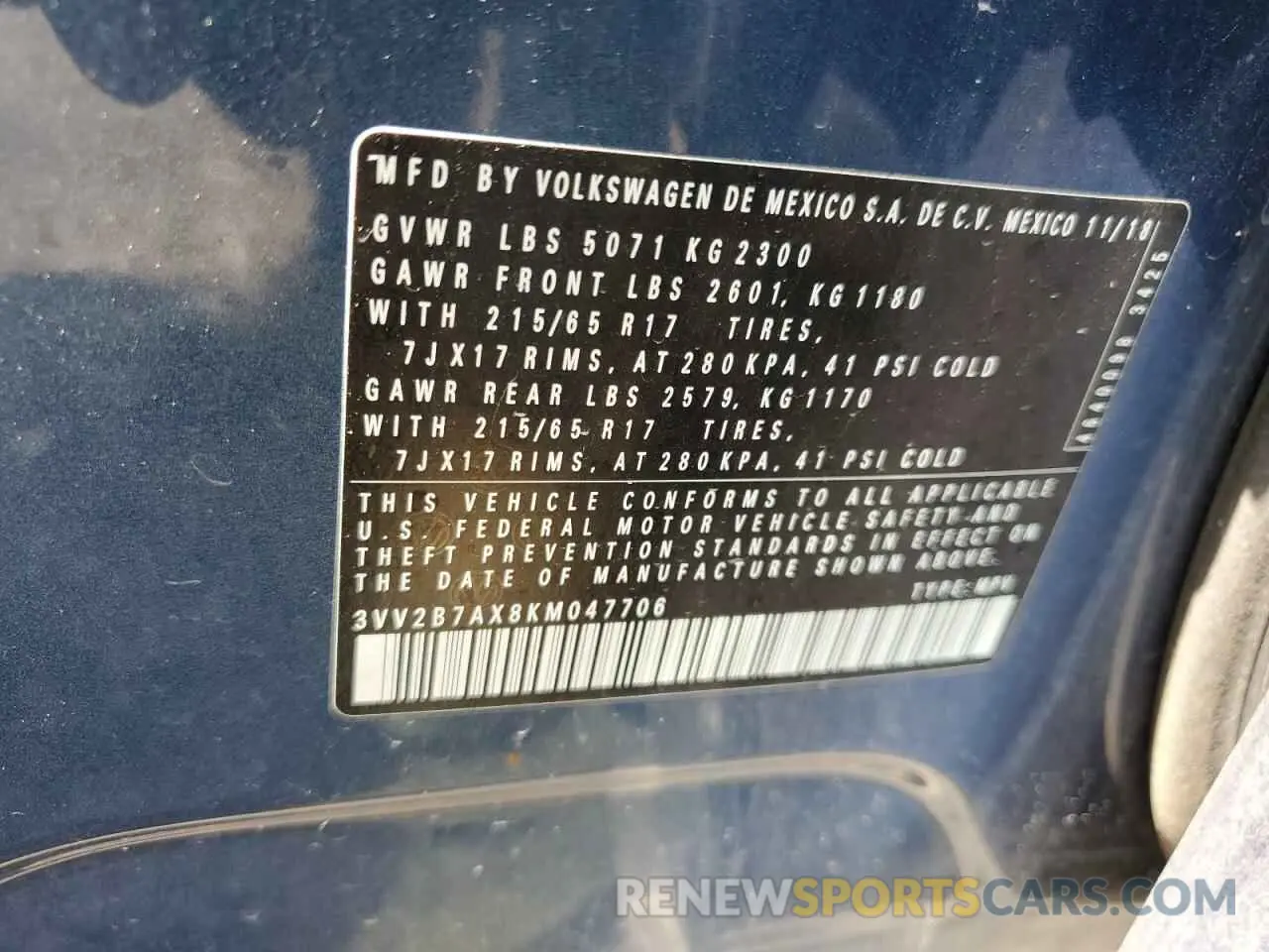 12 Photograph of a damaged car 3VV2B7AX8KM047706 VOLKSWAGEN TIGUAN 2019