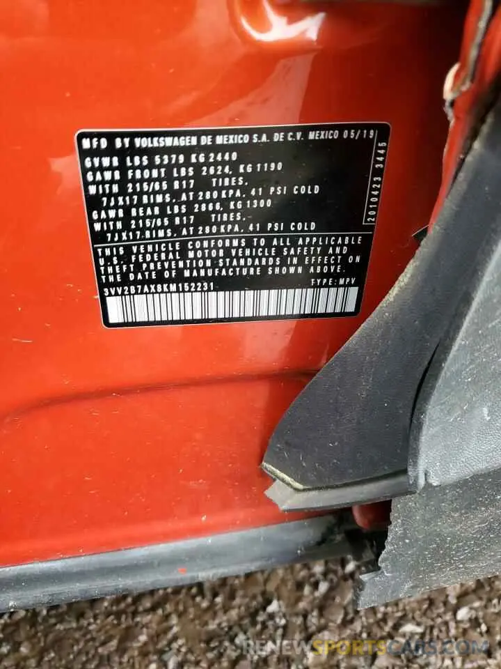 16 Photograph of a damaged car 3VV2B7AX8KM152231 VOLKSWAGEN TIGUAN 2019
