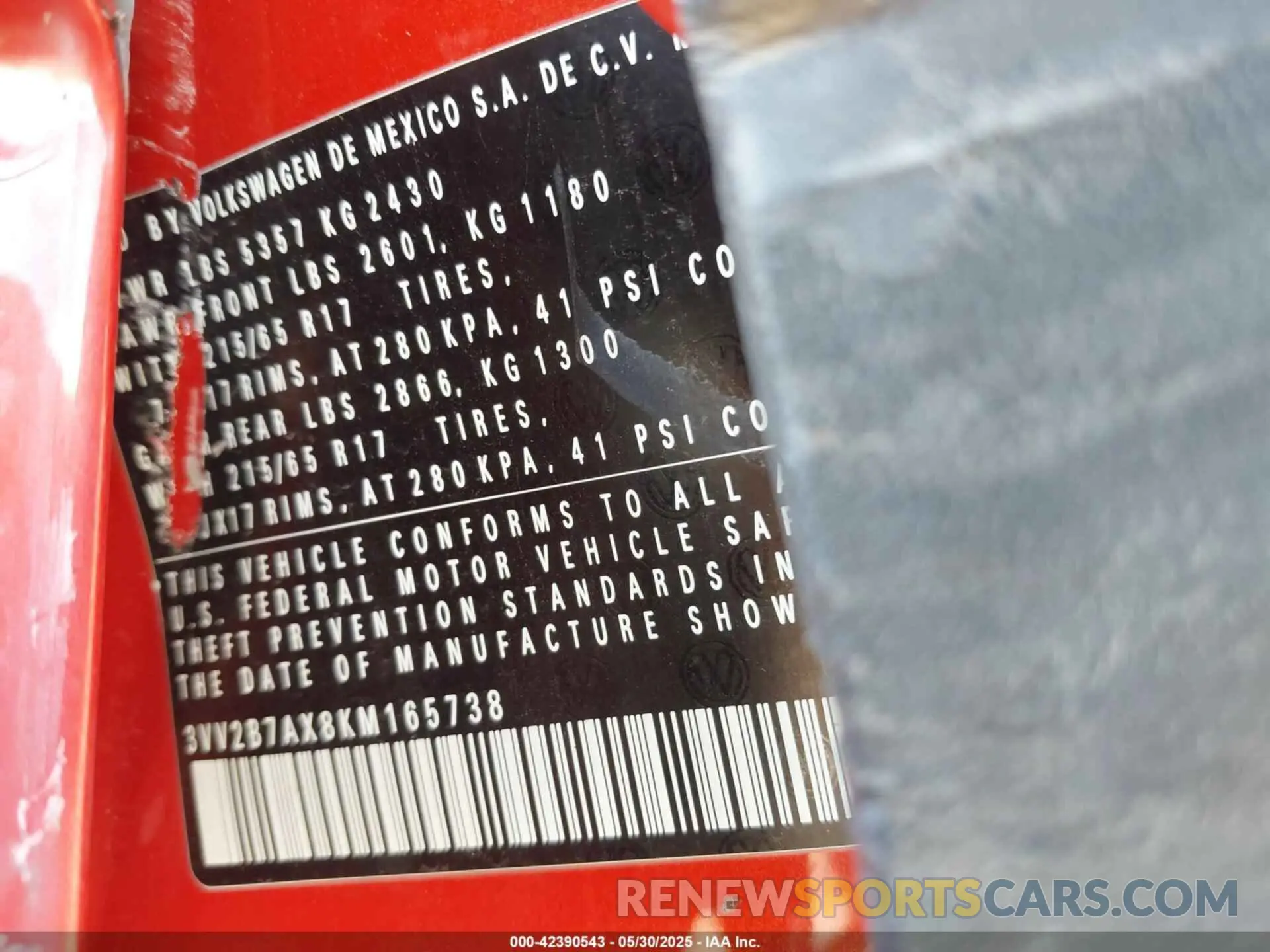 9 Photograph of a damaged car 3VV2B7AX8KM165738 VOLKSWAGEN TIGUAN 2019