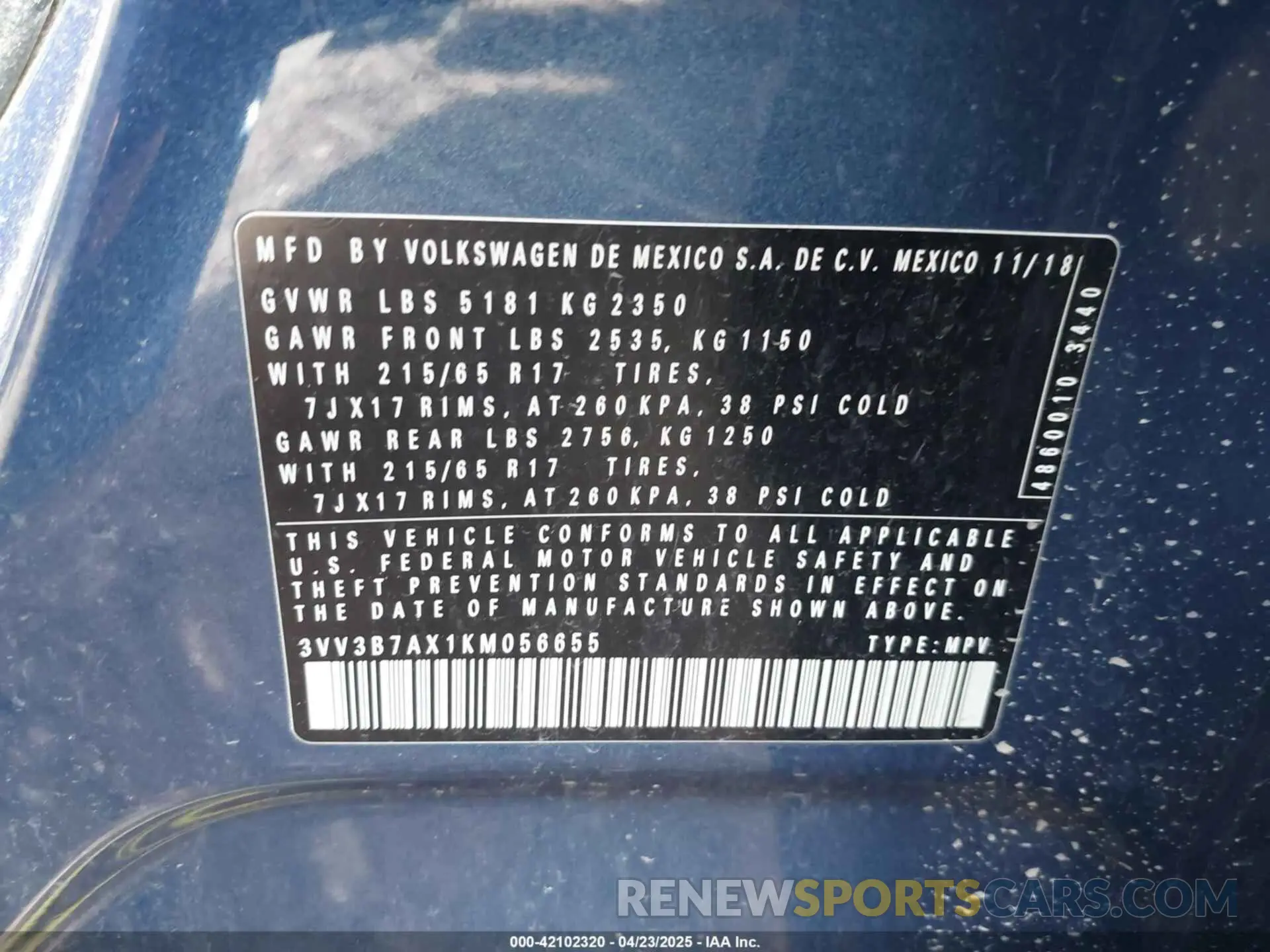 9 Photograph of a damaged car 3VV3B7AX1KM056655 VOLKSWAGEN TIGUAN 2019