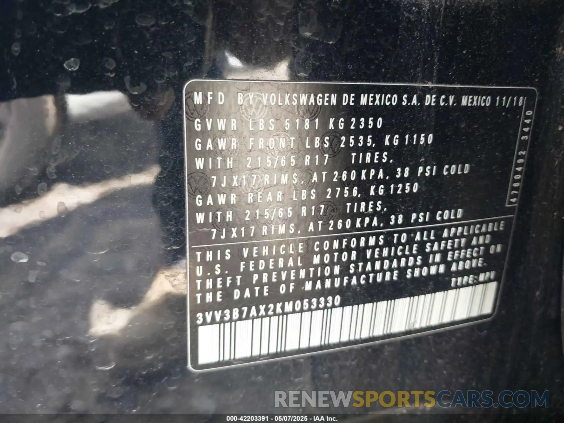 9 Photograph of a damaged car 3VV3B7AX2KM053330 VOLKSWAGEN TIGUAN 2019