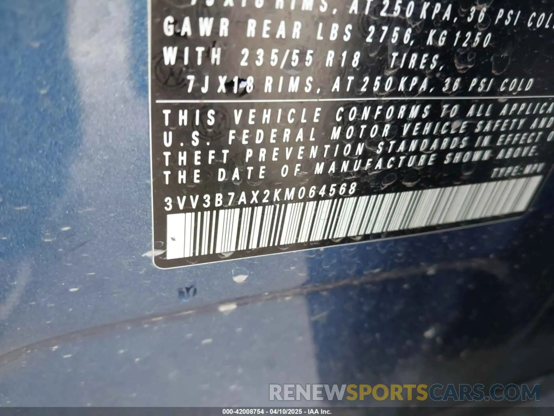 9 Photograph of a damaged car 3VV3B7AX2KM064568 VOLKSWAGEN TIGUAN 2019