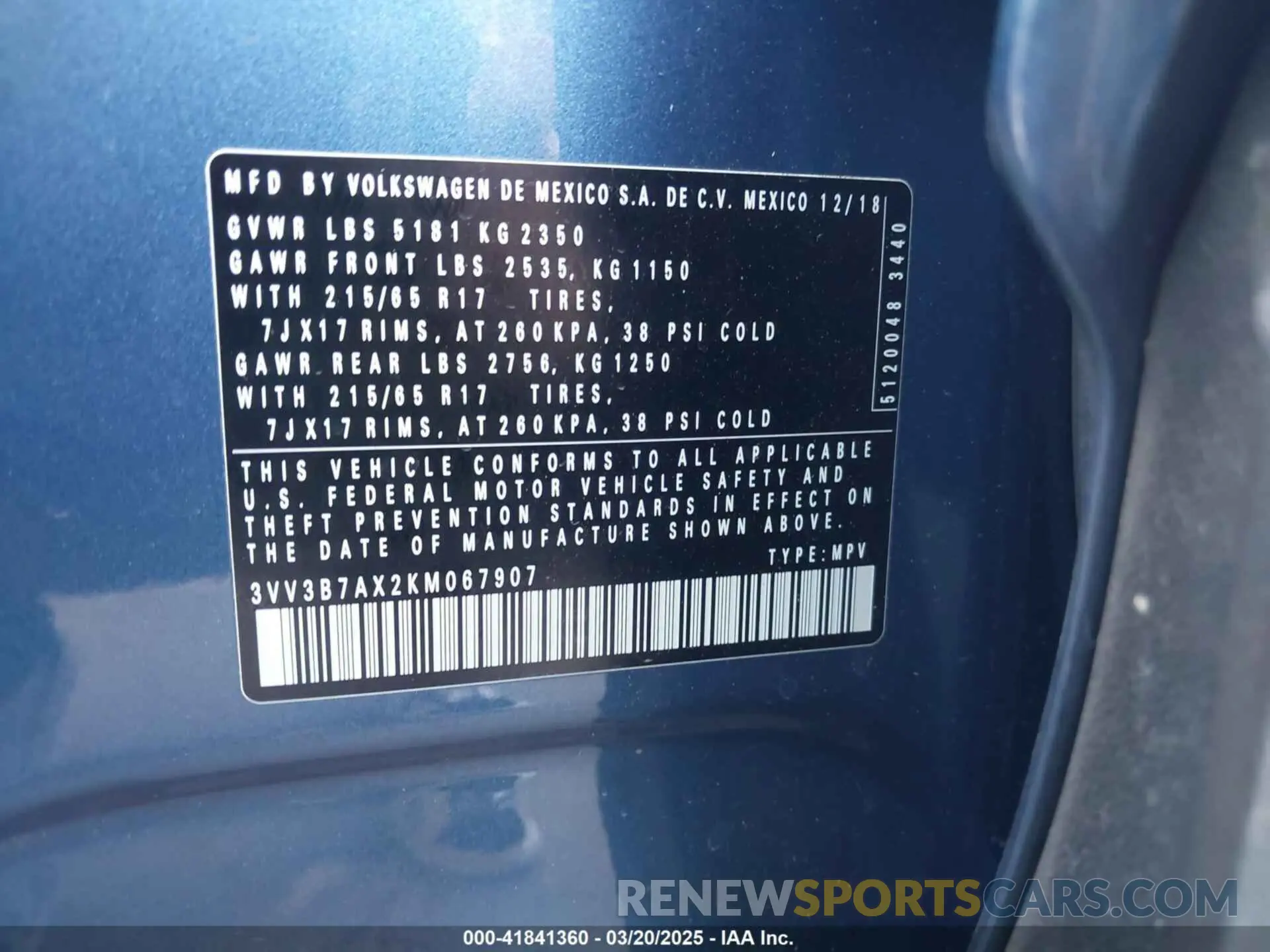 9 Photograph of a damaged car 3VV3B7AX2KM067907 VOLKSWAGEN TIGUAN 2019