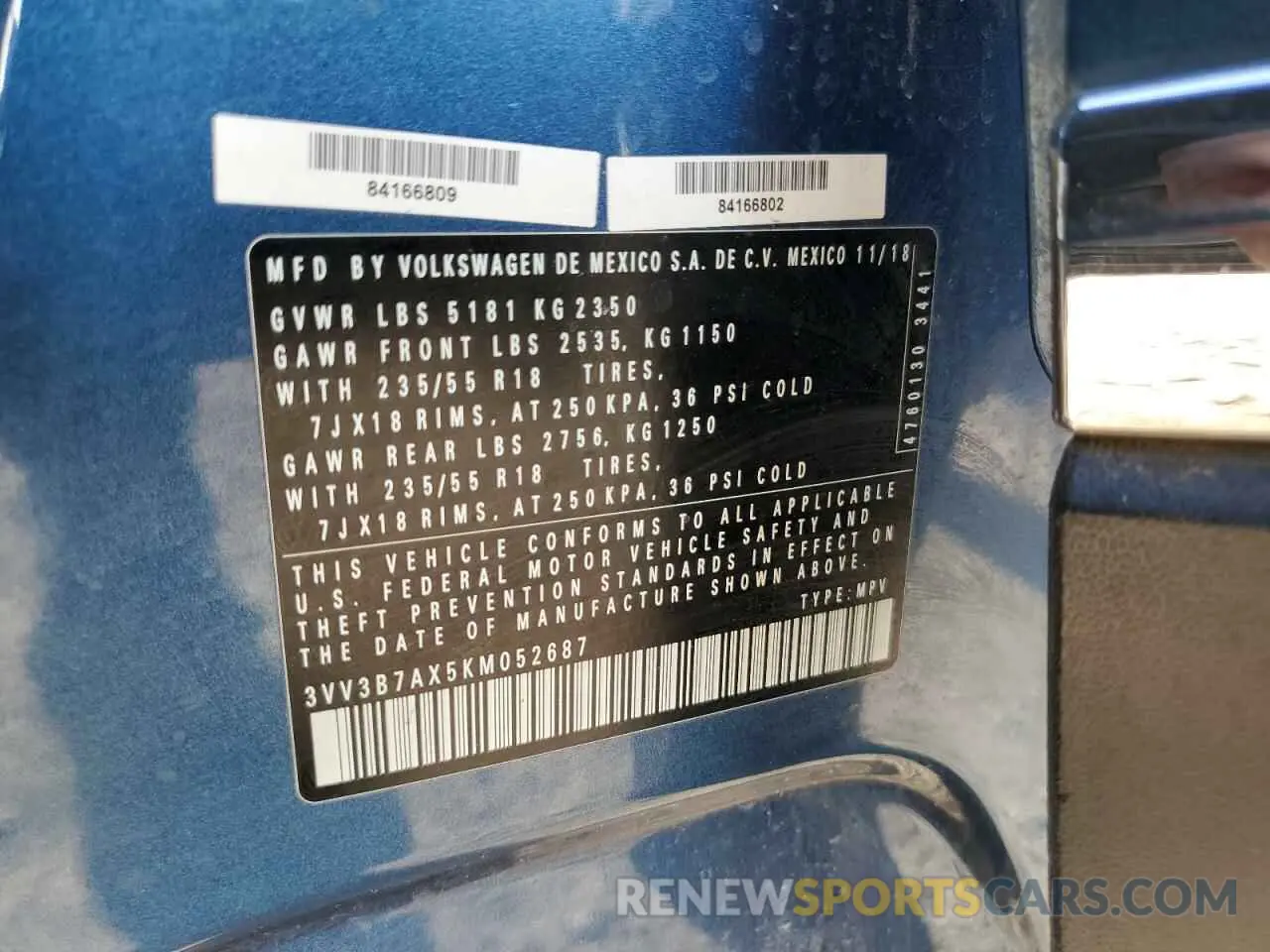 14 Photograph of a damaged car 3VV3B7AX5KM052687 VOLKSWAGEN TIGUAN 2019