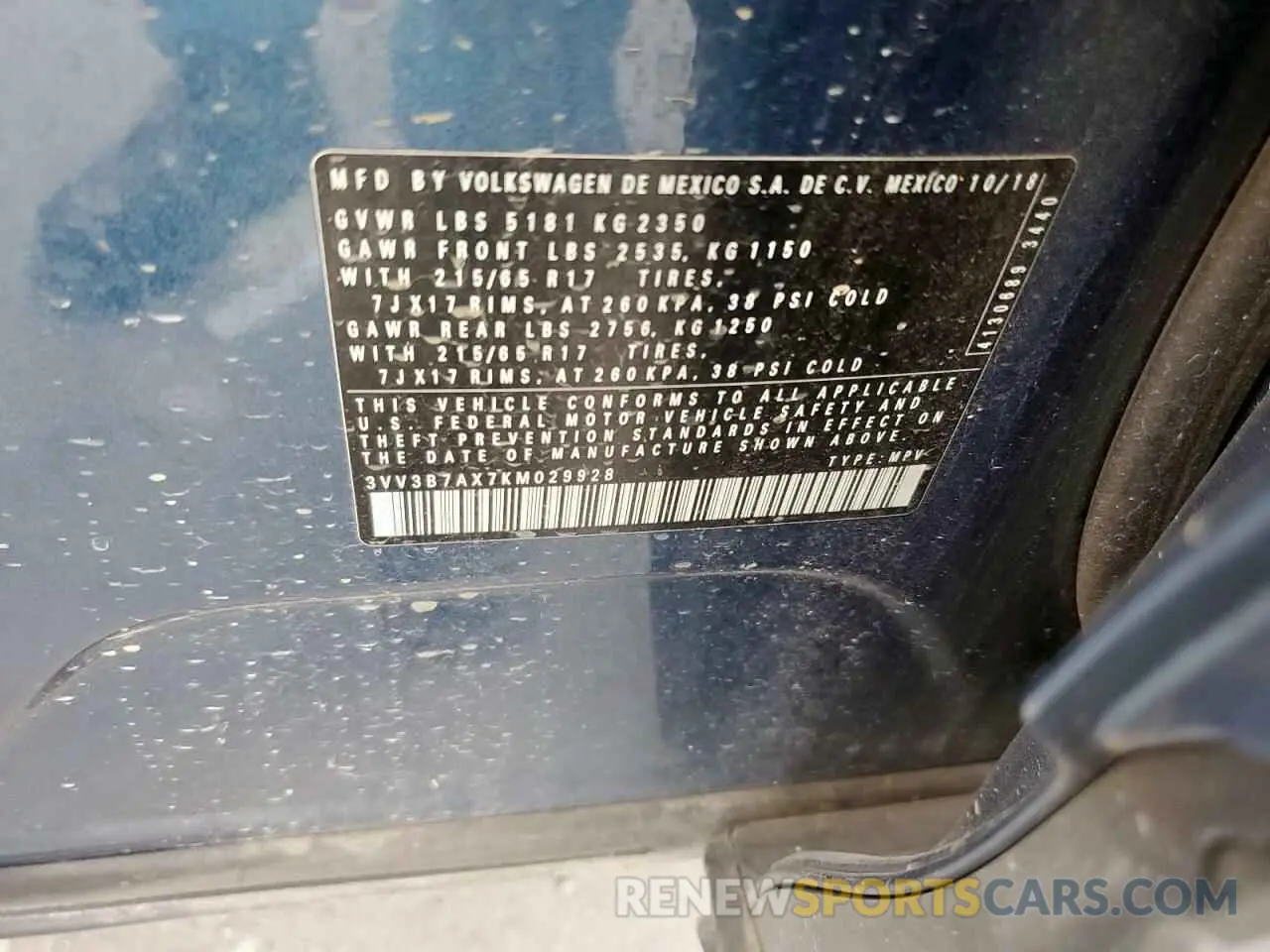 13 Photograph of a damaged car 3VV3B7AX7KM029928 VOLKSWAGEN TIGUAN 2019