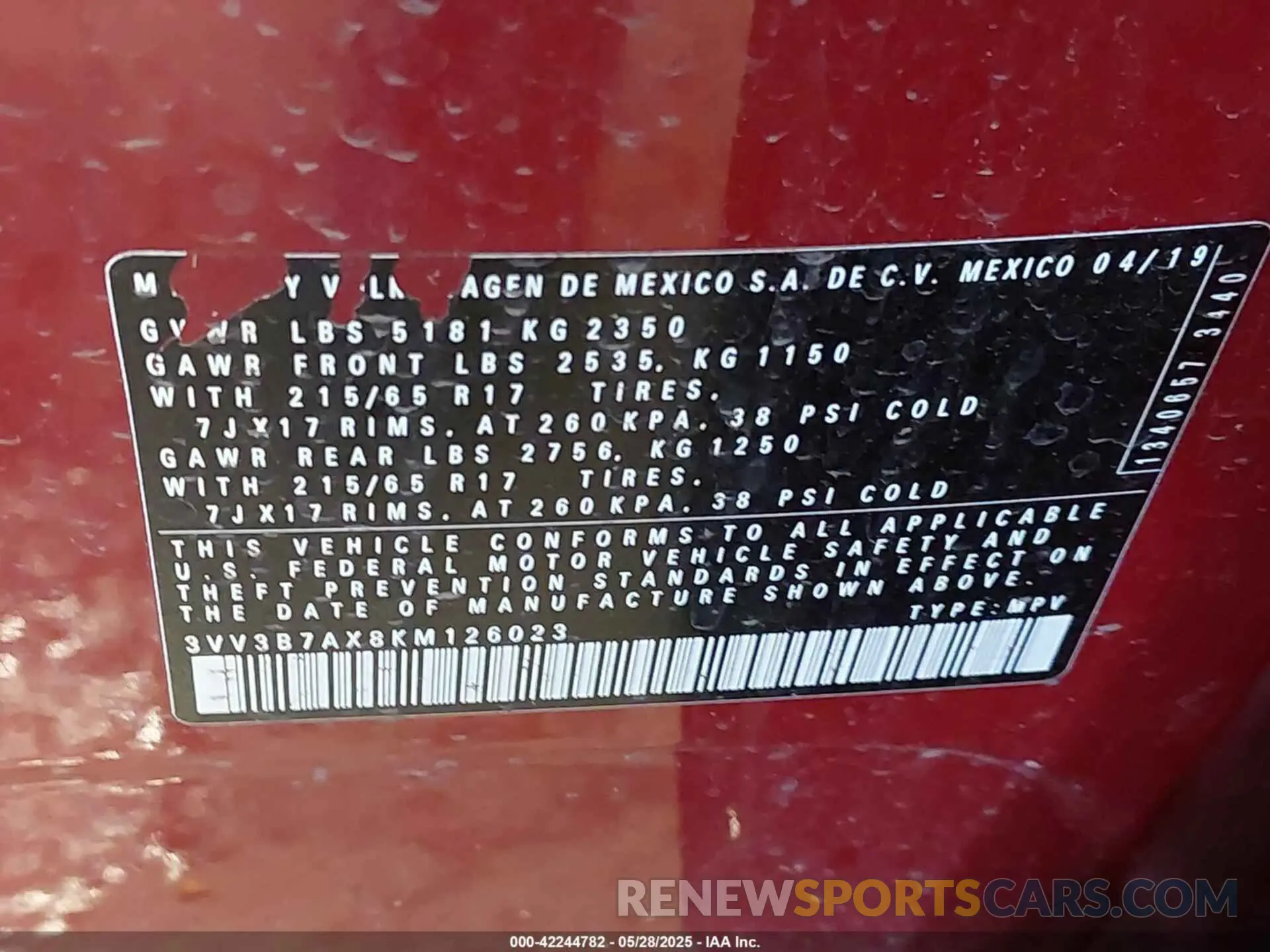 9 Photograph of a damaged car 3VV3B7AX8KM126023 VOLKSWAGEN TIGUAN 2019