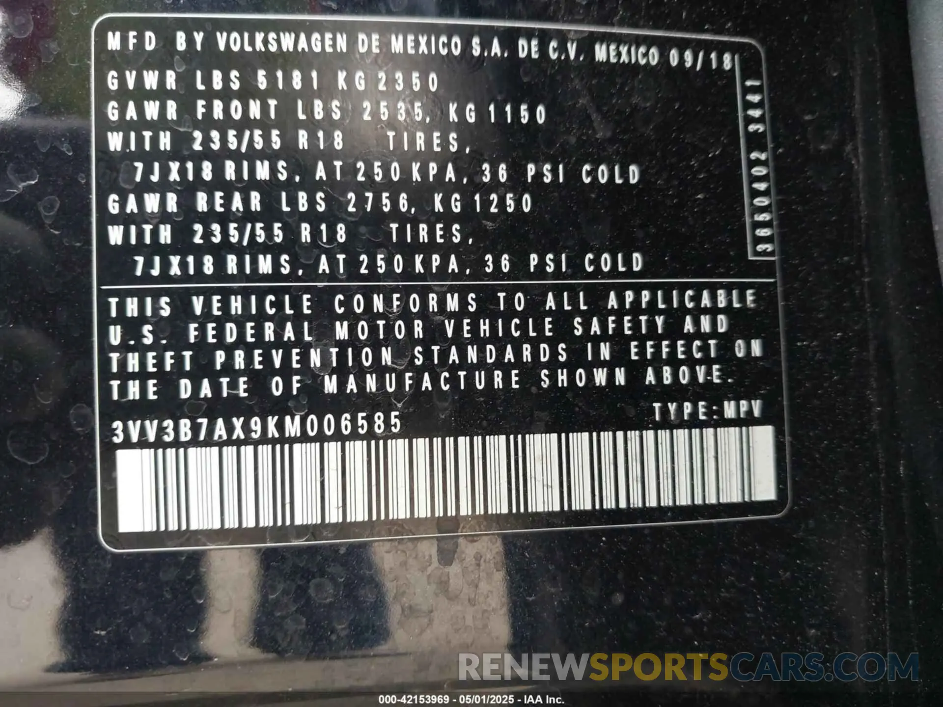 9 Photograph of a damaged car 3VV3B7AX9KM006585 VOLKSWAGEN TIGUAN 2019