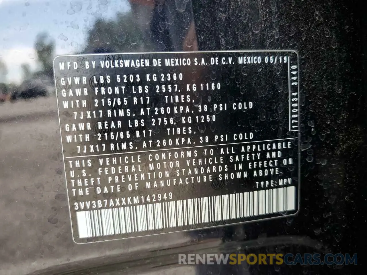 15 Photograph of a damaged car 3VV3B7AXXKM142949 VOLKSWAGEN TIGUAN 2019