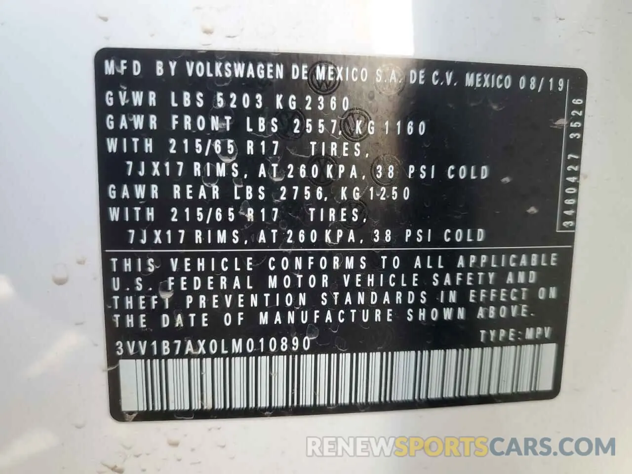 15 Photograph of a damaged car 3VV1B7AX0LM010890 VOLKSWAGEN TIGUAN 2020