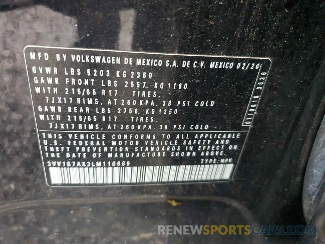 12 Photograph of a damaged car 3VV1B7AX3LM110689 VOLKSWAGEN TIGUAN 2020