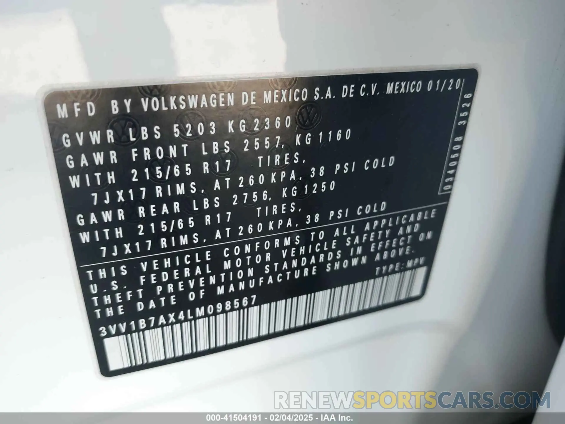 9 Photograph of a damaged car 3VV1B7AX4LM098567 VOLKSWAGEN TIGUAN 2020