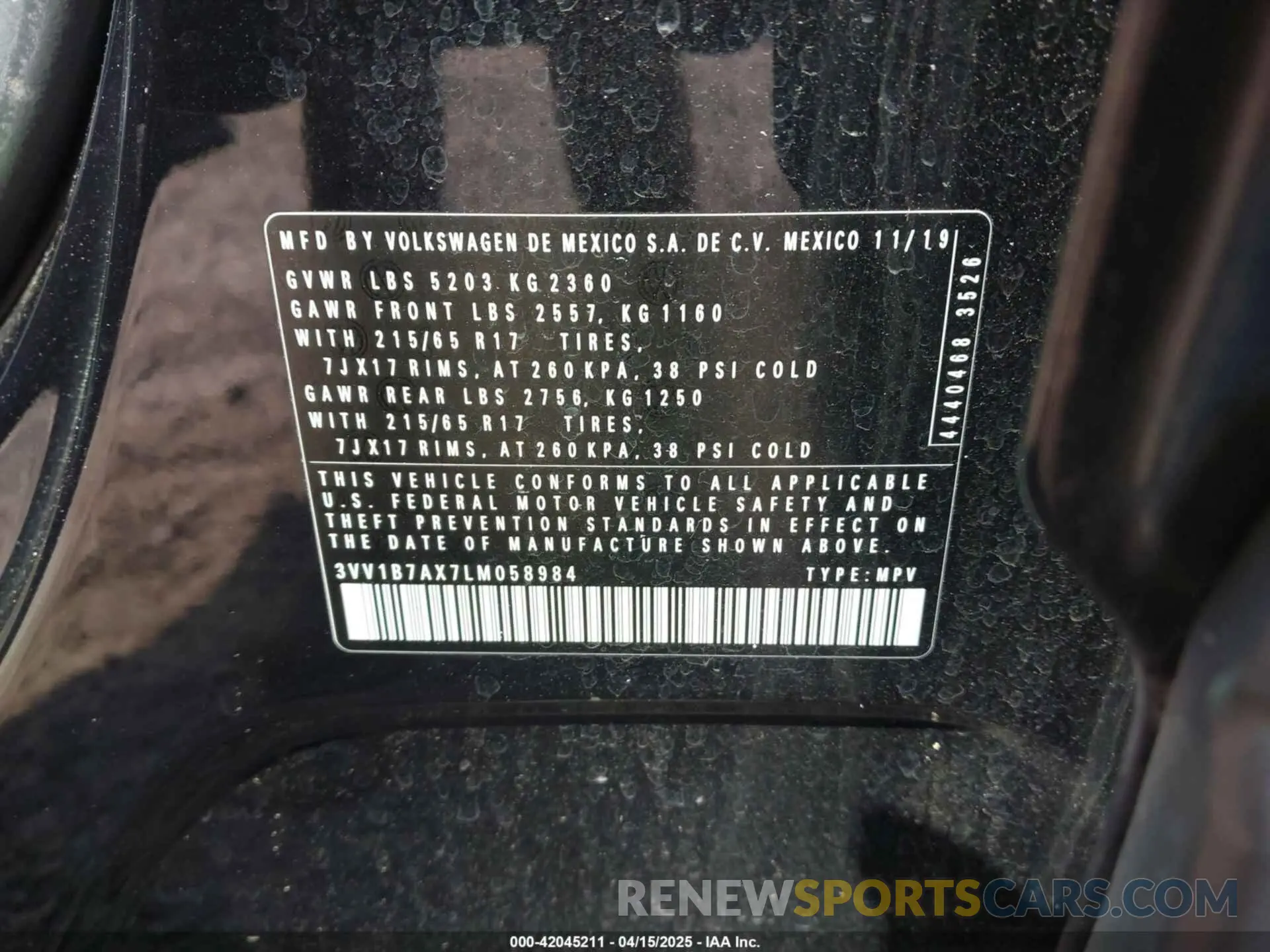 9 Photograph of a damaged car 3VV1B7AX7LM058984 VOLKSWAGEN TIGUAN 2020