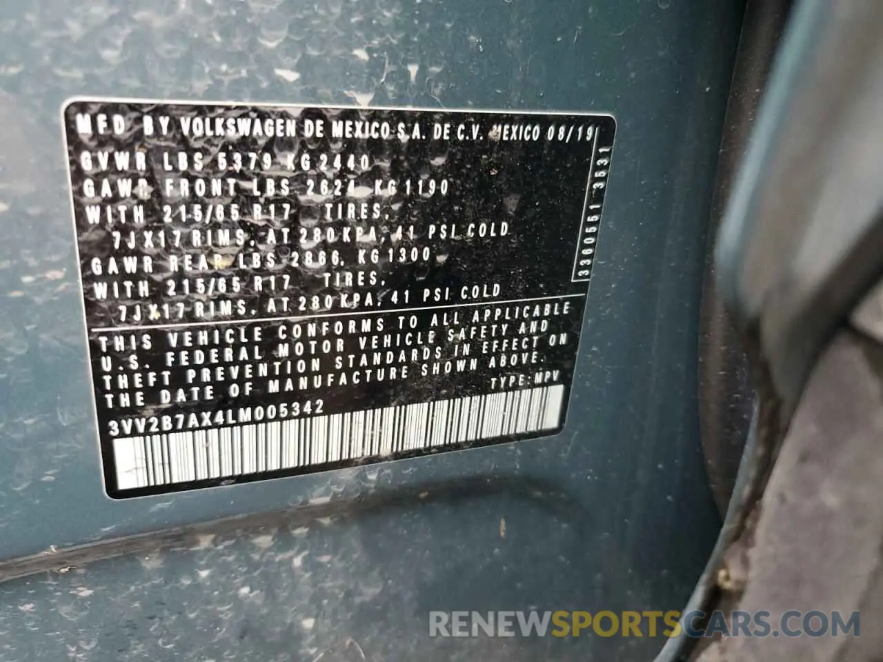 14 Photograph of a damaged car 3VV2B7AX4LM005342 VOLKSWAGEN TIGUAN 2020