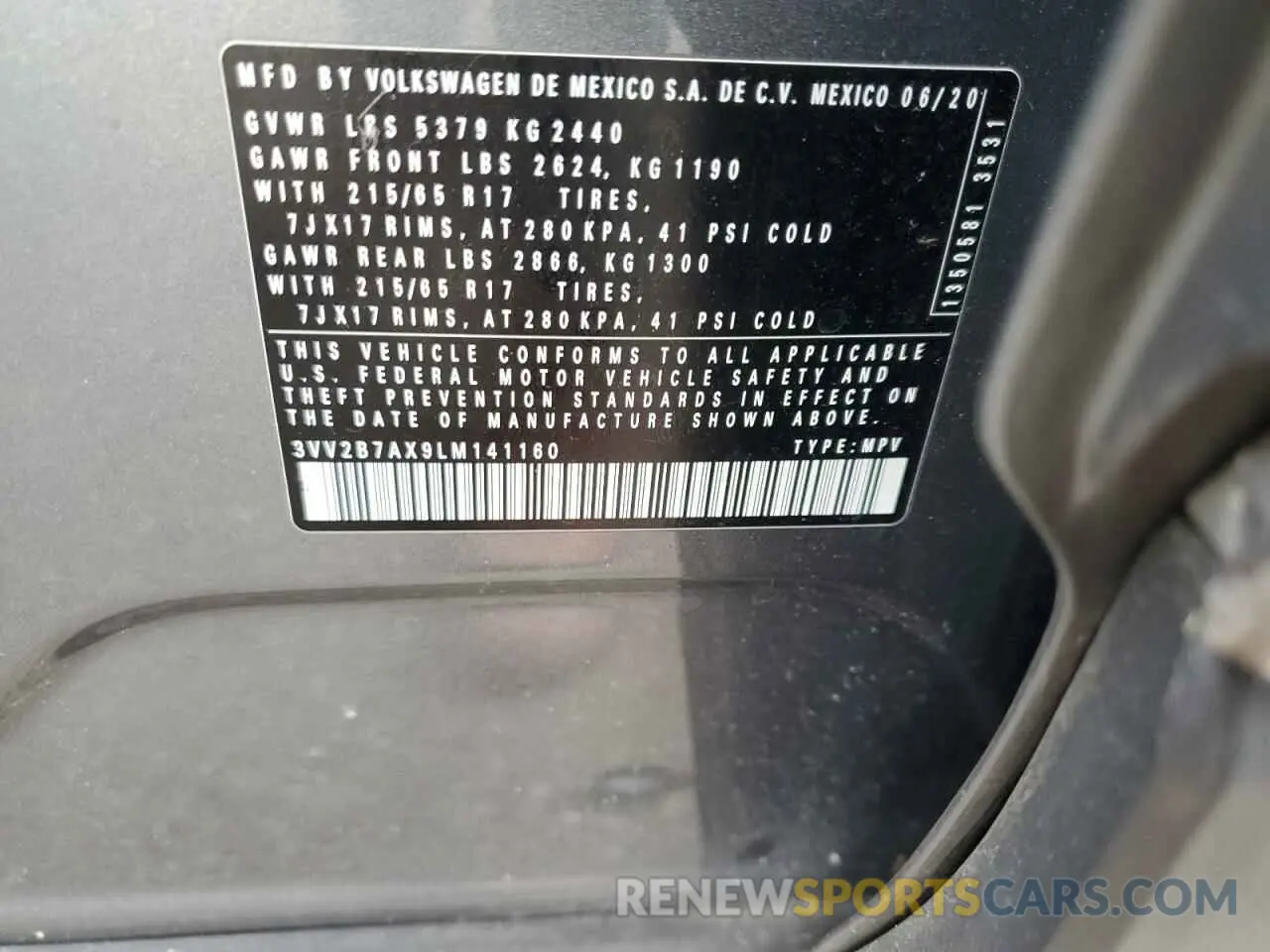 15 Photograph of a damaged car 3VV2B7AX9LM141160 VOLKSWAGEN TIGUAN 2020