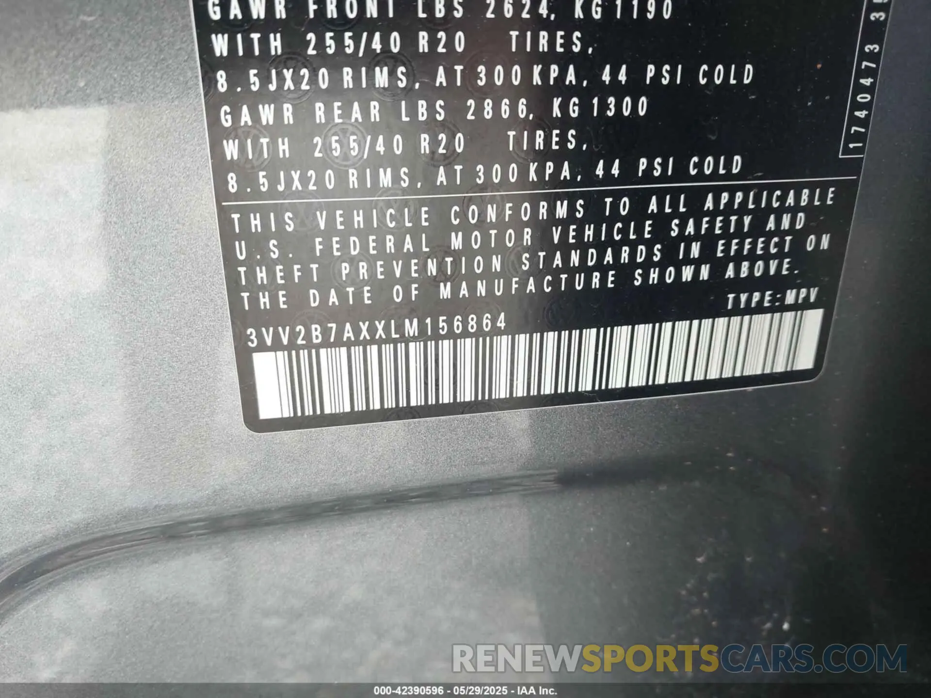 9 Photograph of a damaged car 3VV2B7AXXLM156864 VOLKSWAGEN TIGUAN 2020