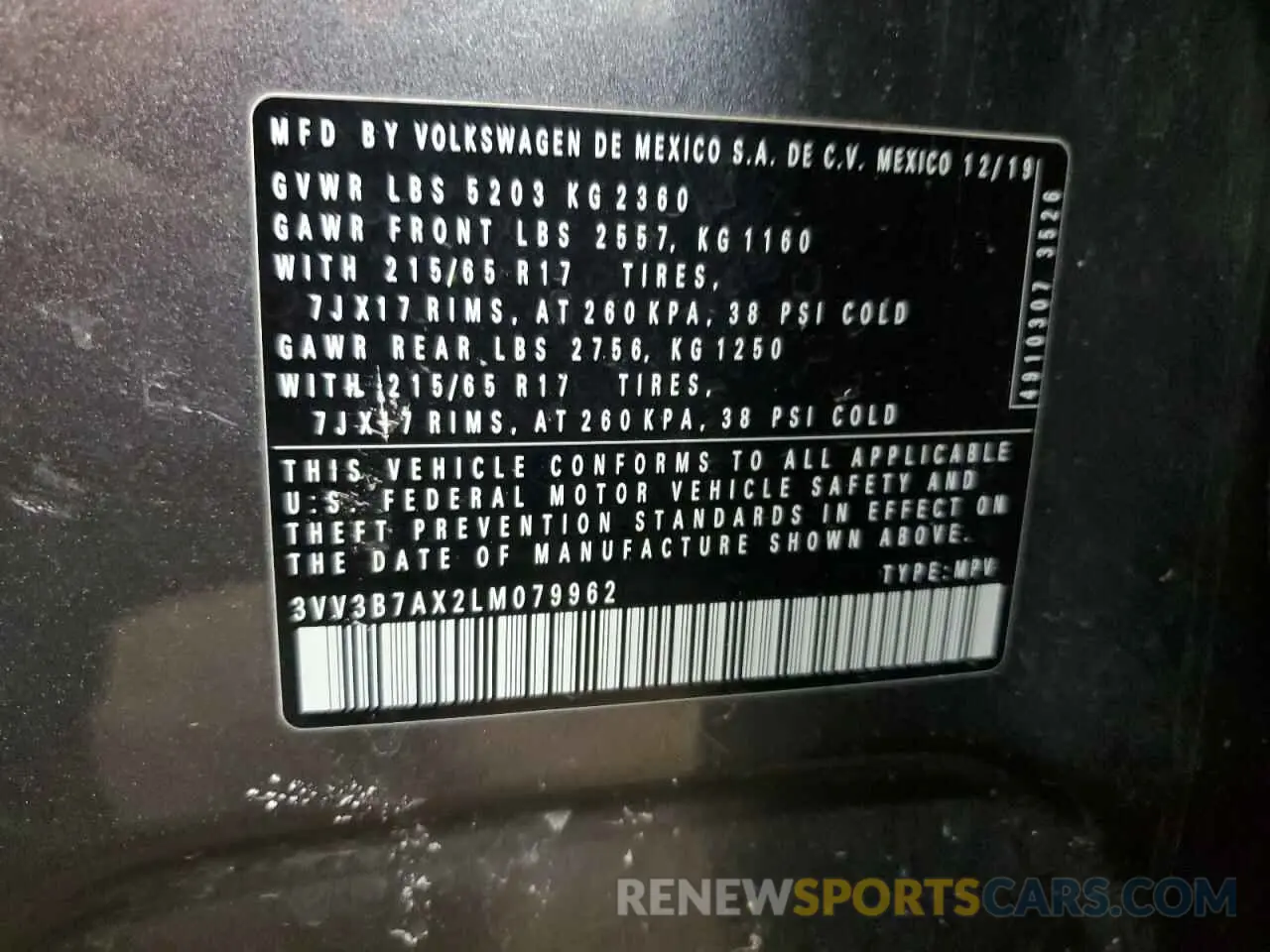 15 Photograph of a damaged car 3VV3B7AX2LM079962 VOLKSWAGEN TIGUAN 2020