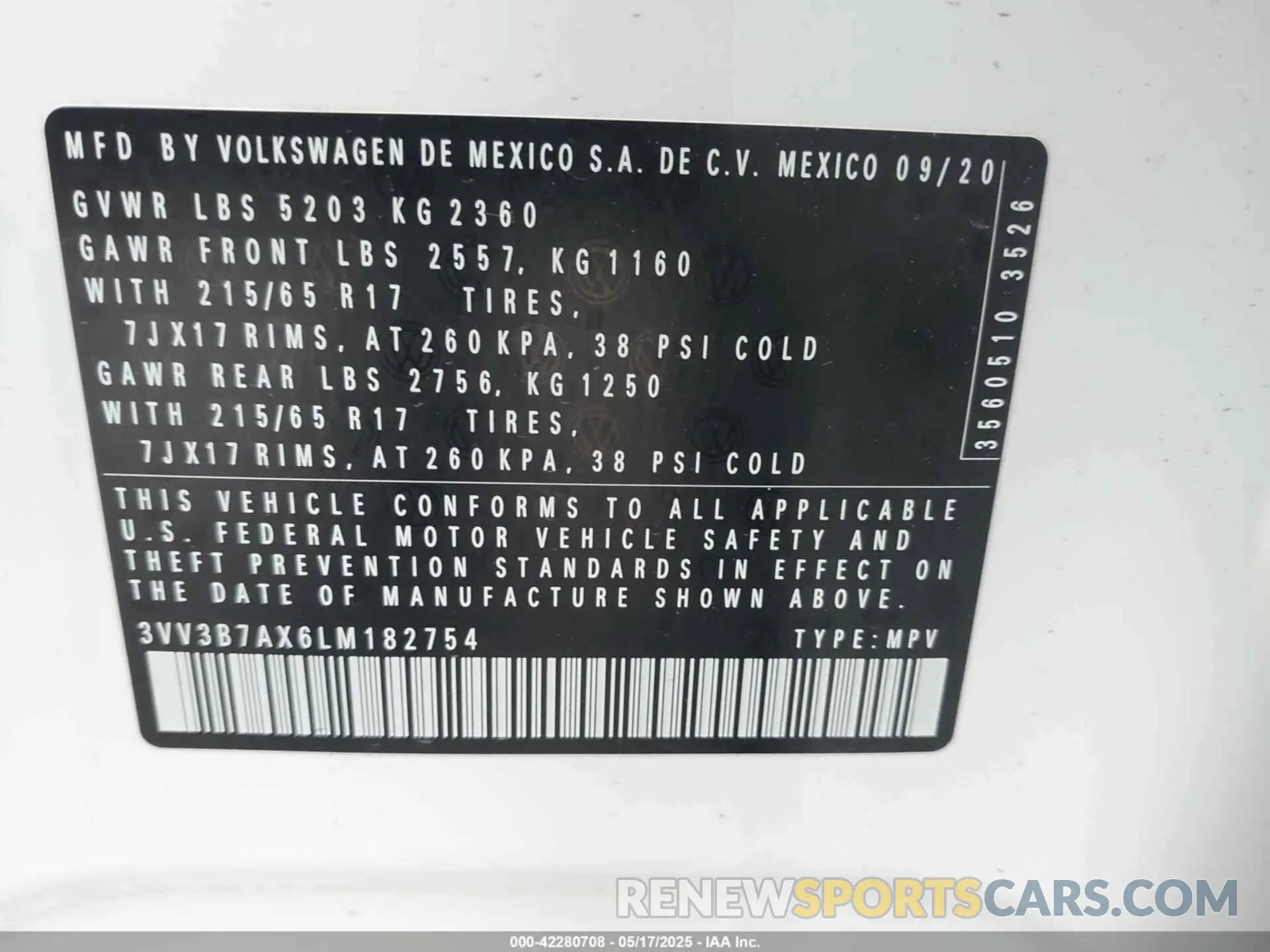 9 Photograph of a damaged car 3VV3B7AX6LM182754 VOLKSWAGEN TIGUAN 2020