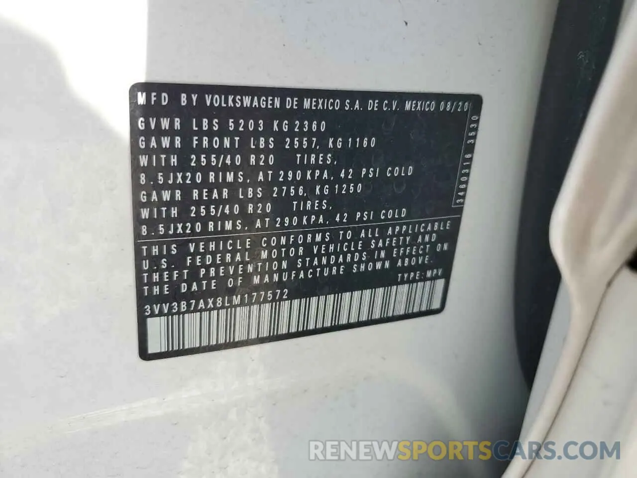 16 Photograph of a damaged car 3VV3B7AX8LM177572 VOLKSWAGEN TIGUAN 2020
