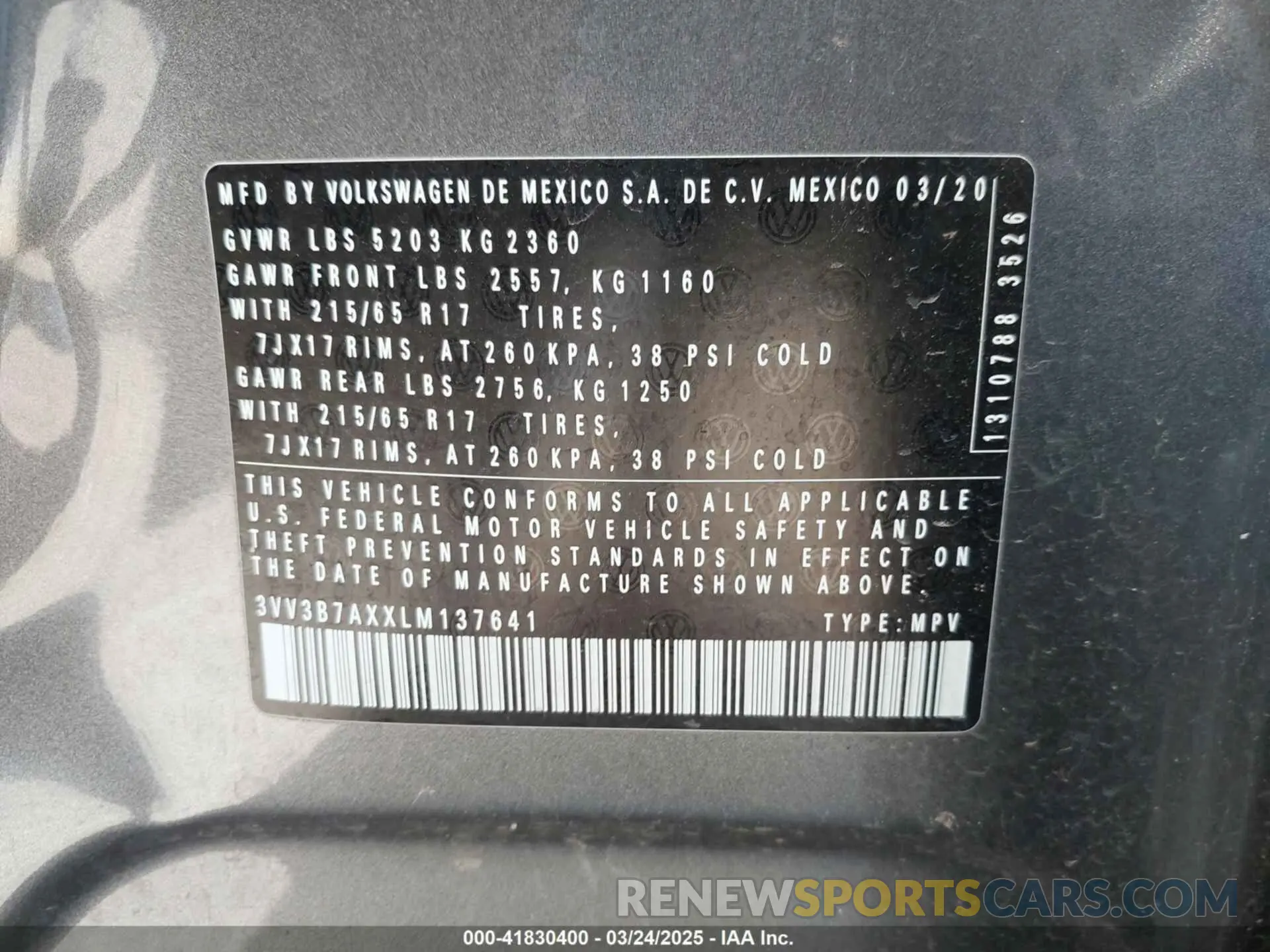 9 Photograph of a damaged car 3VV3B7AXXLM137641 VOLKSWAGEN TIGUAN 2020