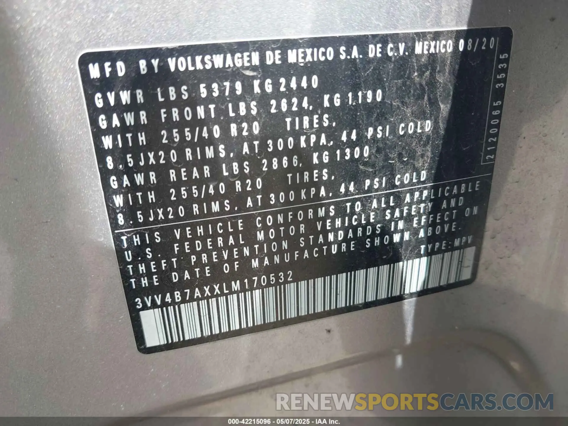 9 Photograph of a damaged car 3VV4B7AXXLM170532 VOLKSWAGEN TIGUAN 2020