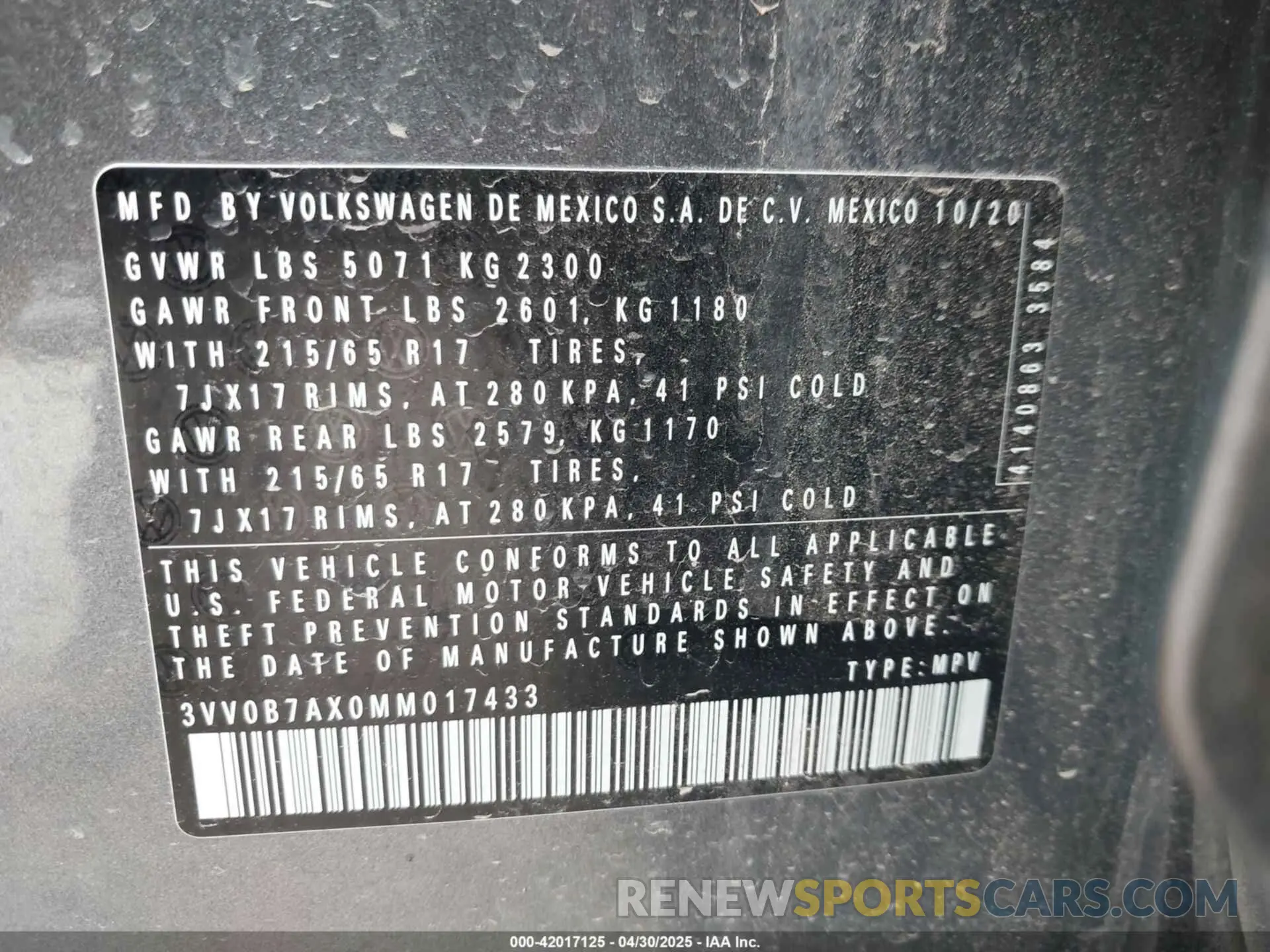 9 Photograph of a damaged car 3VV0B7AX0MM017433 VOLKSWAGEN TIGUAN 2021