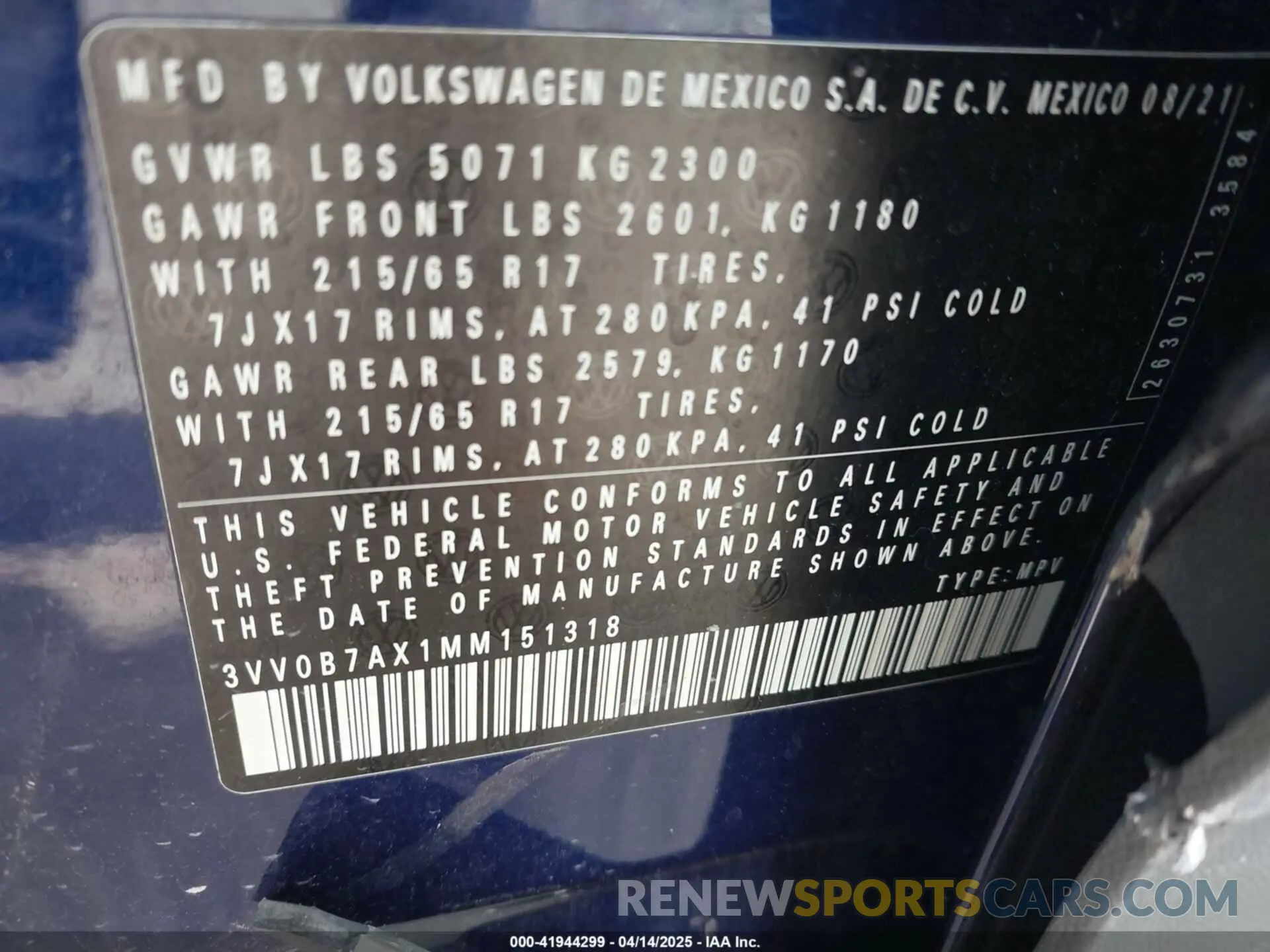 9 Photograph of a damaged car 3VV0B7AX1MM151318 VOLKSWAGEN TIGUAN 2021