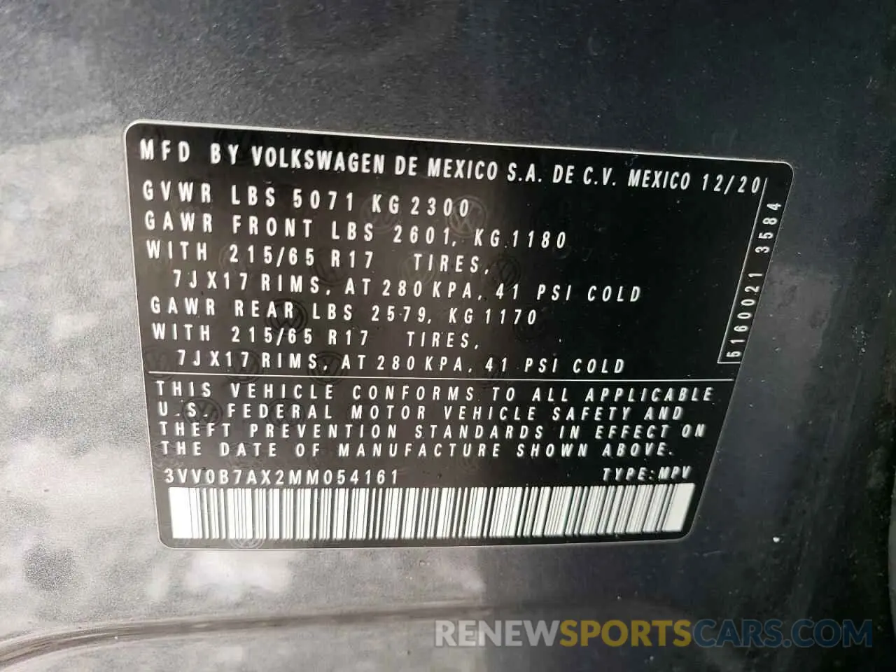 14 Photograph of a damaged car 3VV0B7AX2MM054161 VOLKSWAGEN TIGUAN 2021