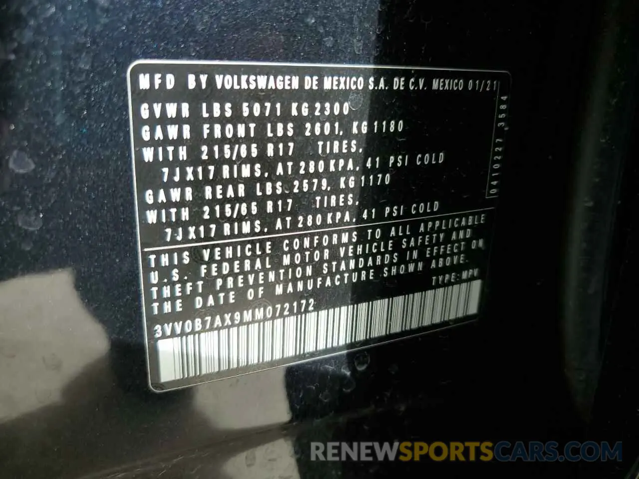 15 Photograph of a damaged car 3VV0B7AX9MM072172 VOLKSWAGEN TIGUAN 2021
