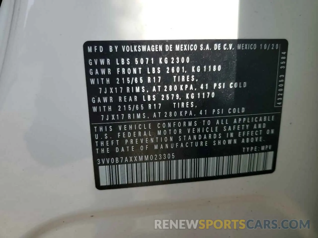 13 Photograph of a damaged car 3VV0B7AXXMM023305 VOLKSWAGEN TIGUAN 2021