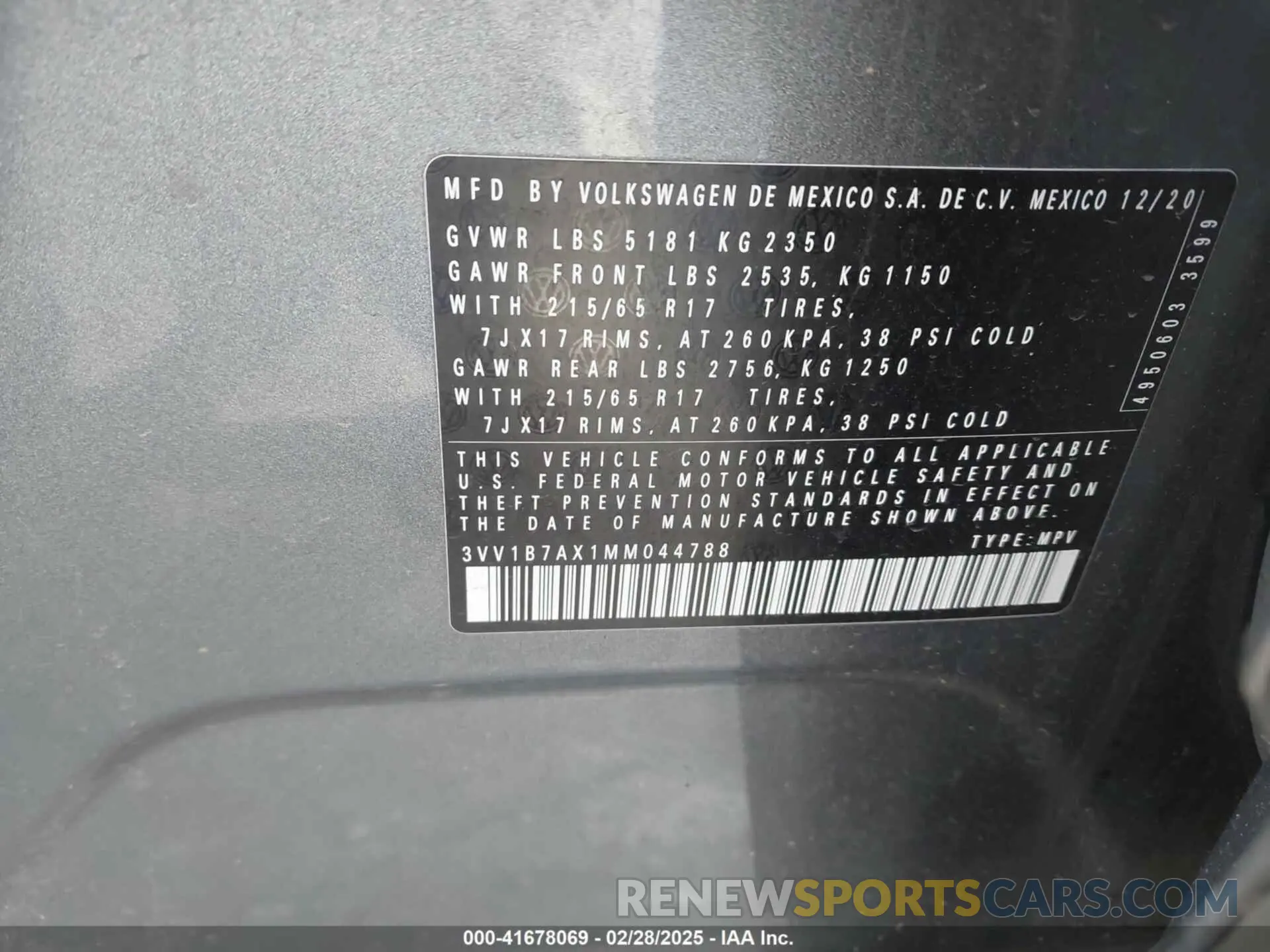 9 Photograph of a damaged car 3VV1B7AX1MM044788 VOLKSWAGEN TIGUAN 2021