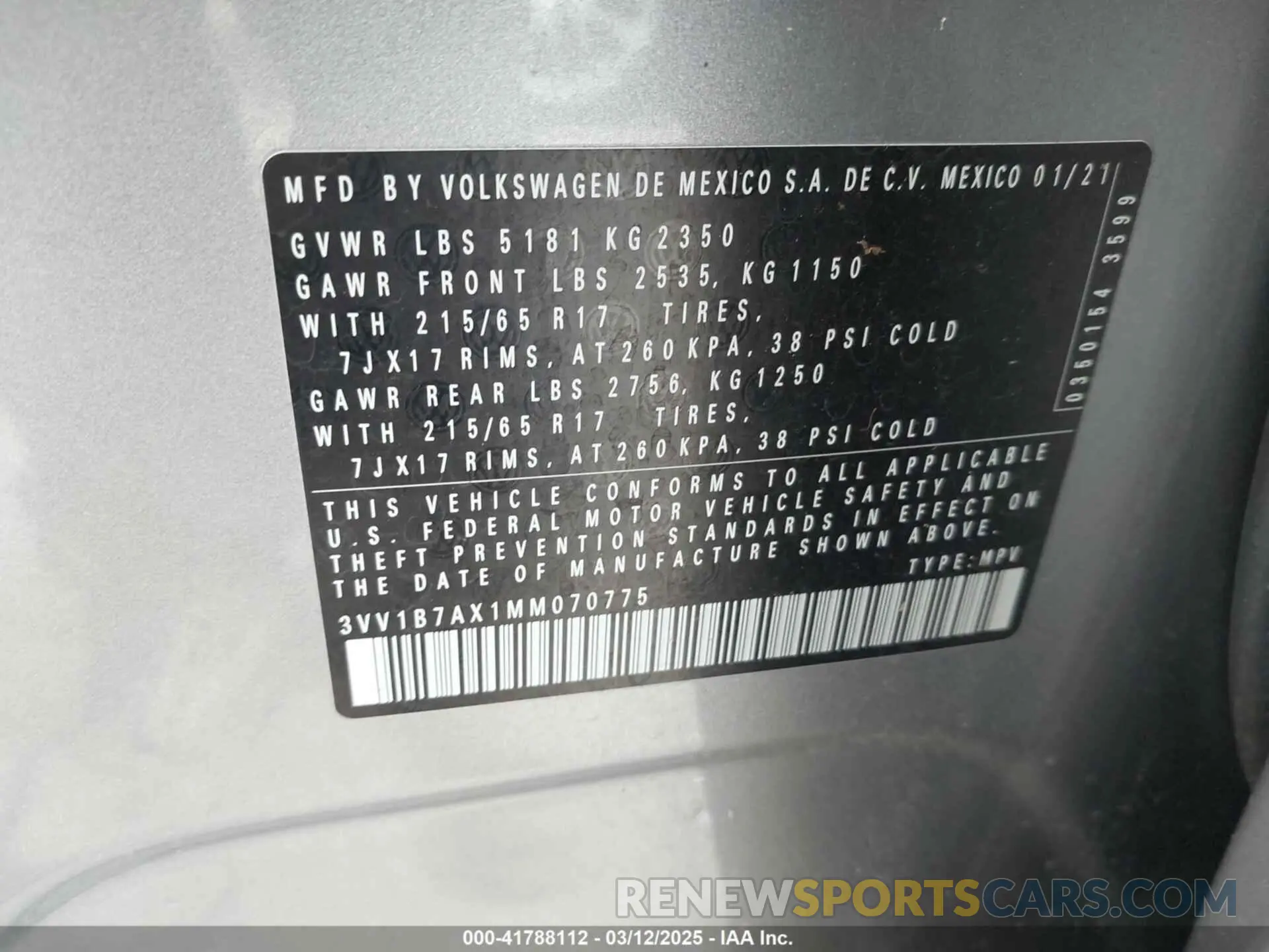 9 Photograph of a damaged car 3VV1B7AX1MM070775 VOLKSWAGEN TIGUAN 2021